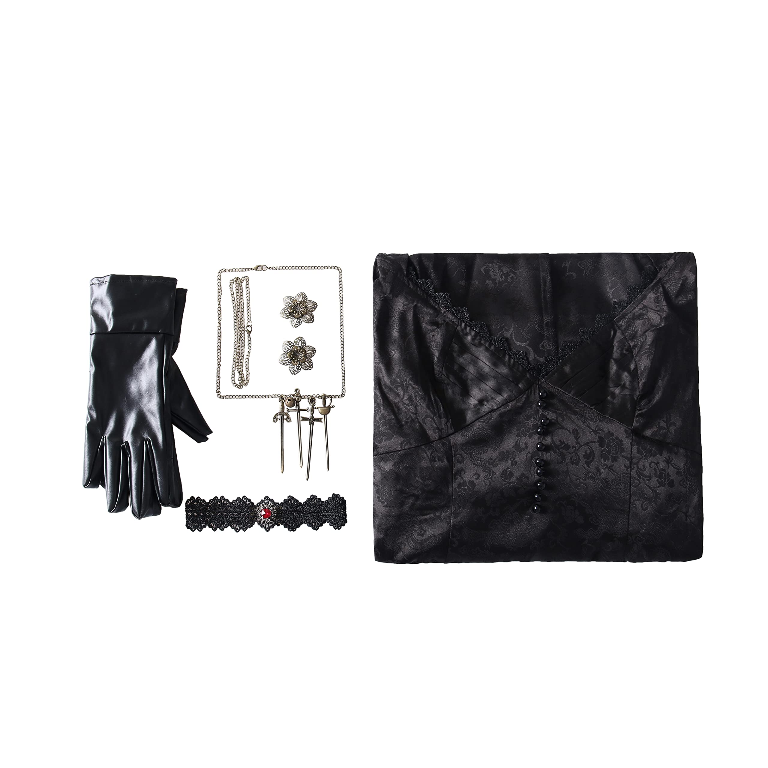 NUWIND Evil 8 Vampire Madam Lady Dimitrescu Figlie Bela Dimitrescu Vestito da Strega con Cappuccio Gotico Costume Cosplay Accessori Donna per Carnevale Halloween Festa in Maschera