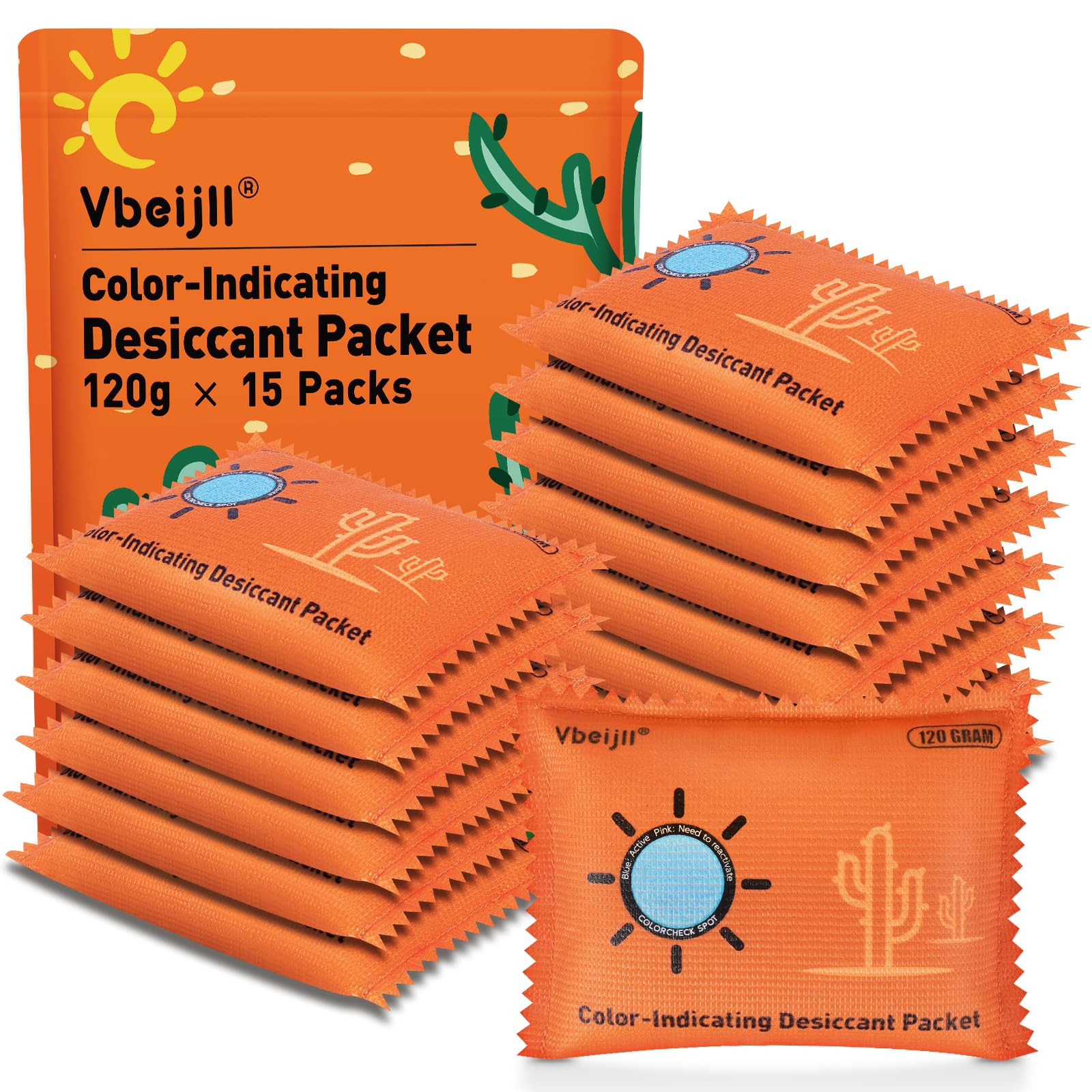 Photo 1 of 120 Gram (15 Pack) Color-Indicating Desiccant Packs for Storage, Rechargeable Silica Gel Packets, Moisture Absorbers for Gun Safe, 3D Filaments, Cars, Safe, Electronics, Toolboxes