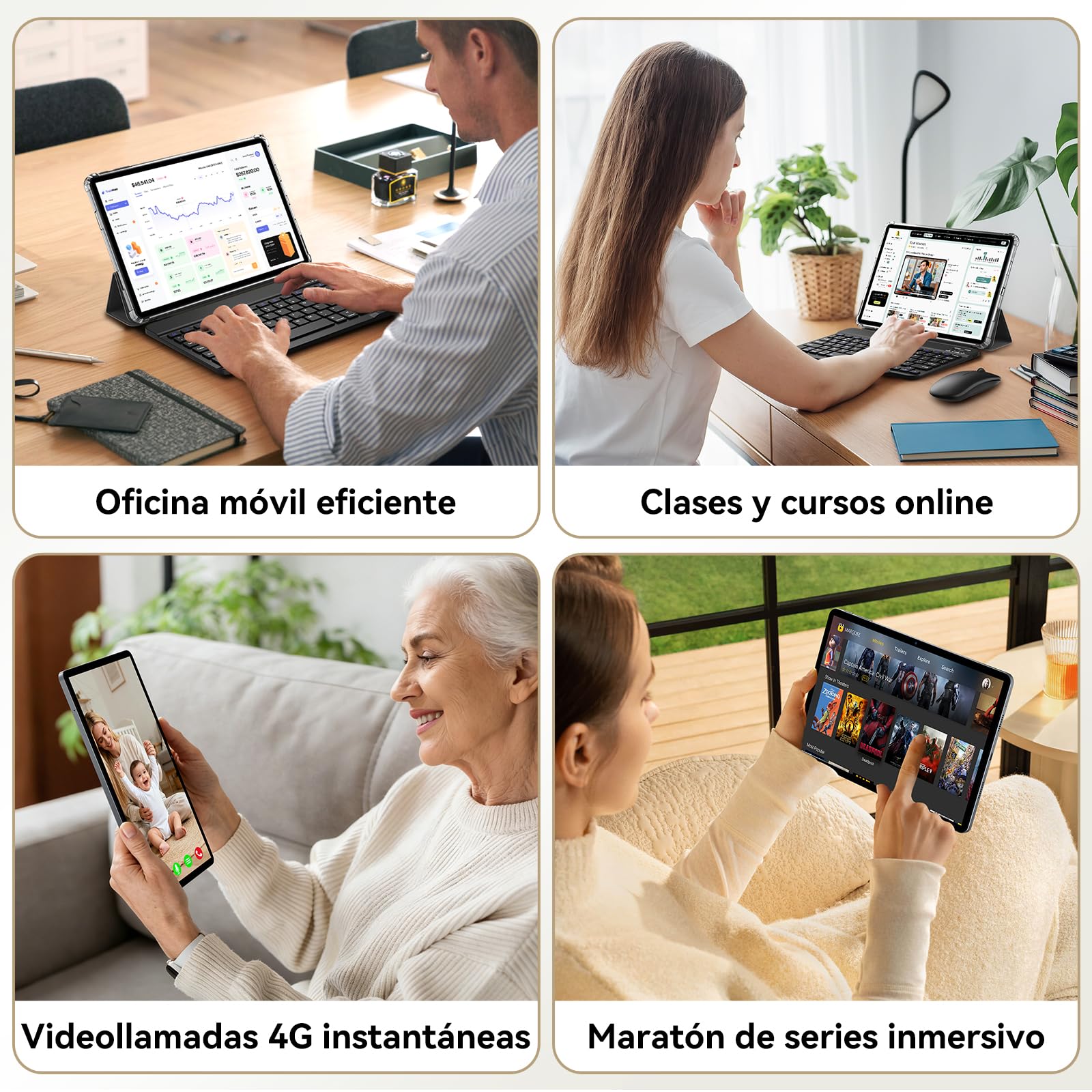 TABWEE T12Pro Android 16 Tablet con Teclado, 2.8K QHD+, Helio G100 | Tablet 11 Pulgadas con Tarjeta Sim, 32 GB RAM+256 GB ROM, 8000 mAh, 13 MP+8 MP, Widevine L1, Gemini AI (4 Años de Garantía)