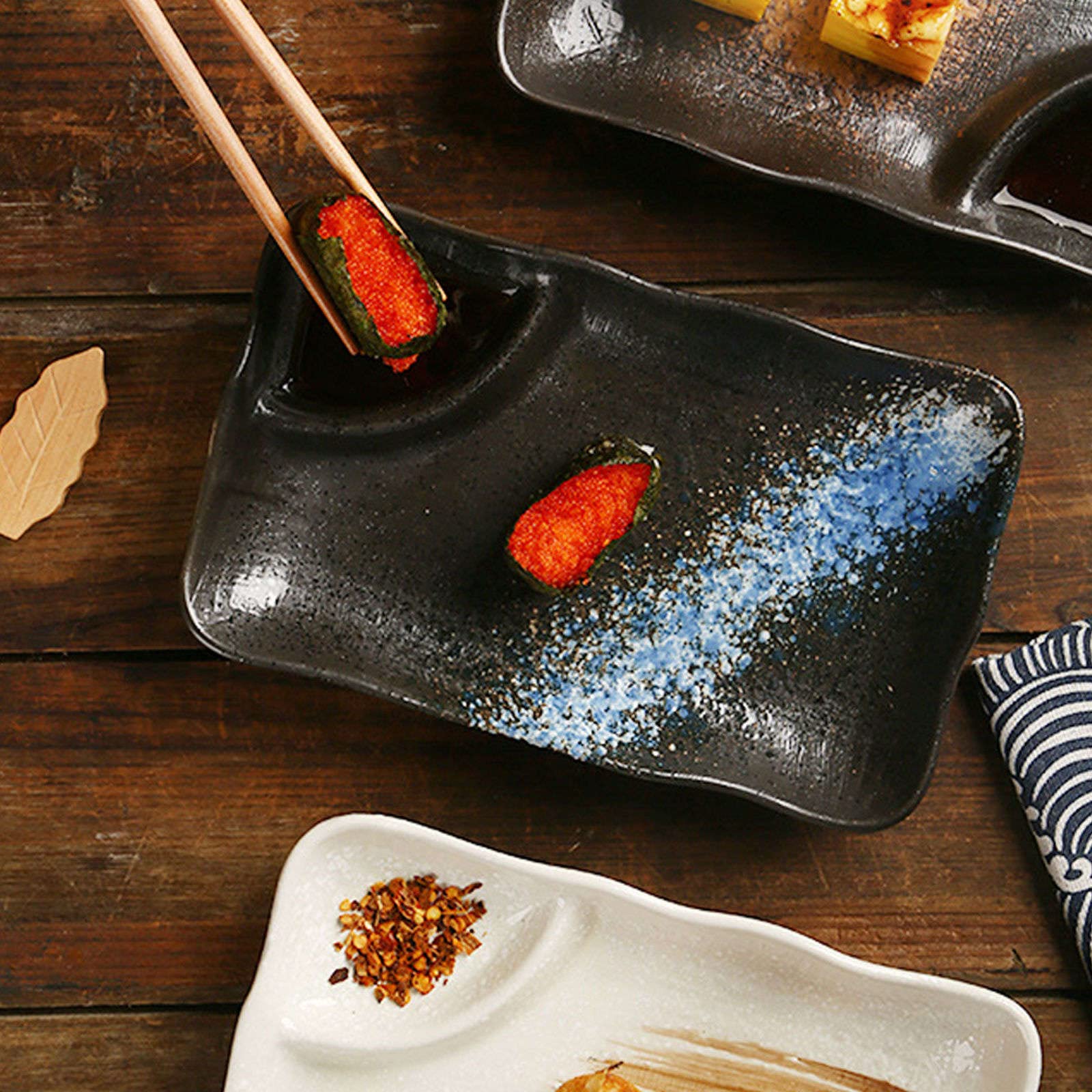 Ramen-Schüssel-Set, Obstschale, Ramen-Schüssel, große Servierschüsseln, japanisches Porzellan-Servierset für Pommes und Dips, 2er-Set Keramik-Servierschüsseln, geteilter Servierteller für Snacks – 10,