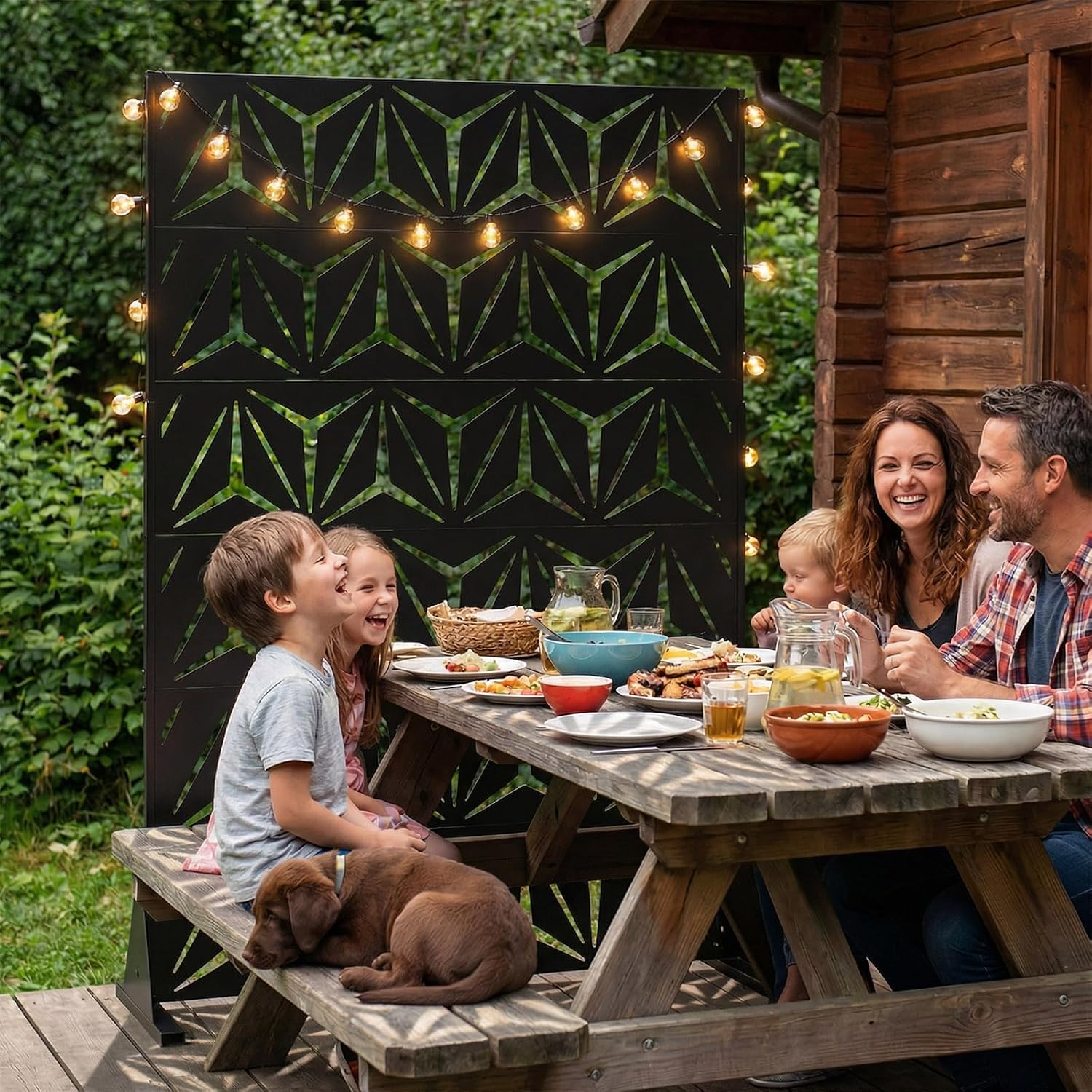 Outvita 72" H x 47" W Metal Privacy Screen, Indoor Outdoor Privacy Fence Panels, Balcony Patio Screen Freestanding Panels, for Patio Garden