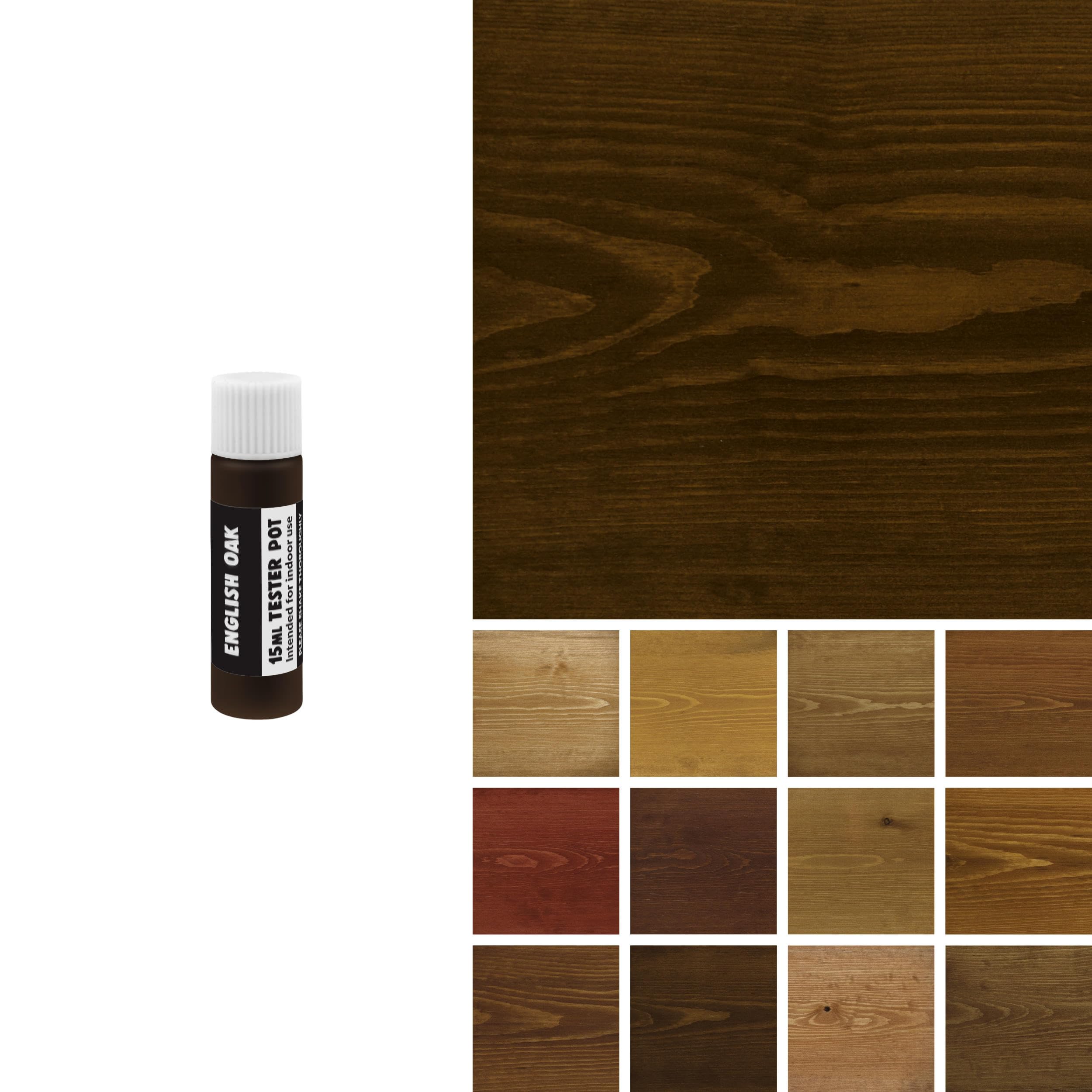 Littlefair's Wood Stain Water-Based - (English Oak) – Non-Toxic, Eco-Friendly & Quick Drying - Easy-to-Apply, Concentrated Formula for All Wood Types – 15ml Tester Pot