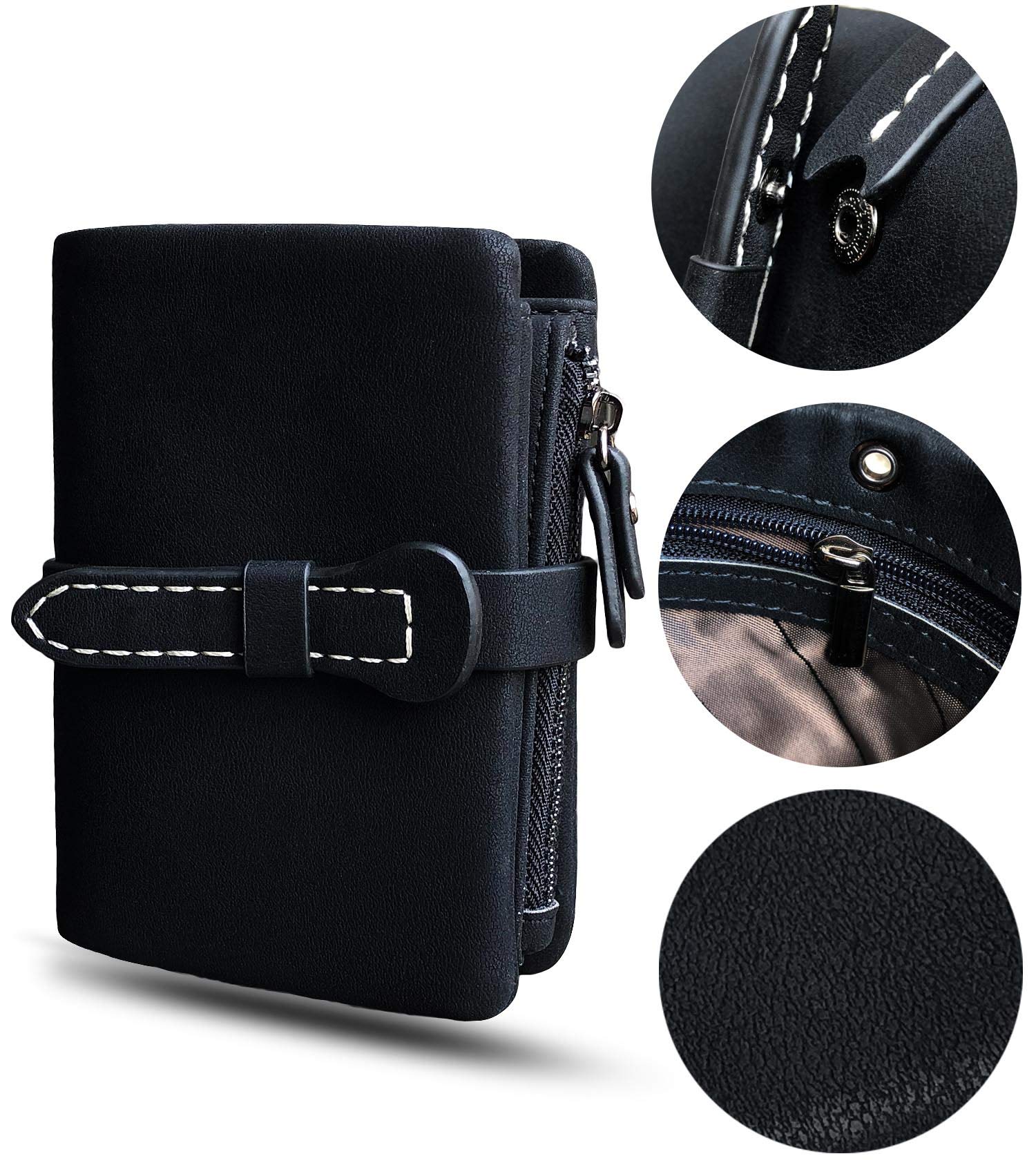 Portafoglio Donna In Pelle Con Blocco RFID - Piccolo Mini Bifold Porta Carte E Banconote