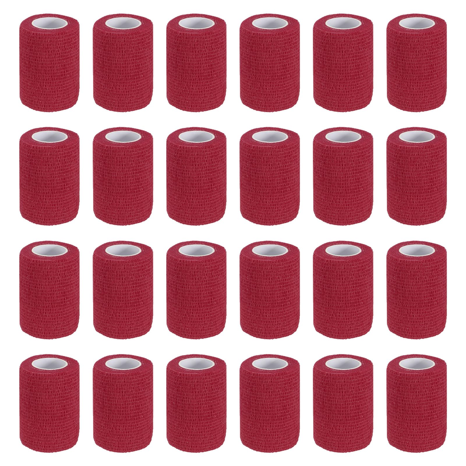 PATIKIL Benda Autoadesiva 177" X 3", 24 Pezzi Benda Elastica Autoaderente Traspirante Per Sport Polso Caviglia Nastro Atletico Estensibile, Rosso Scuro