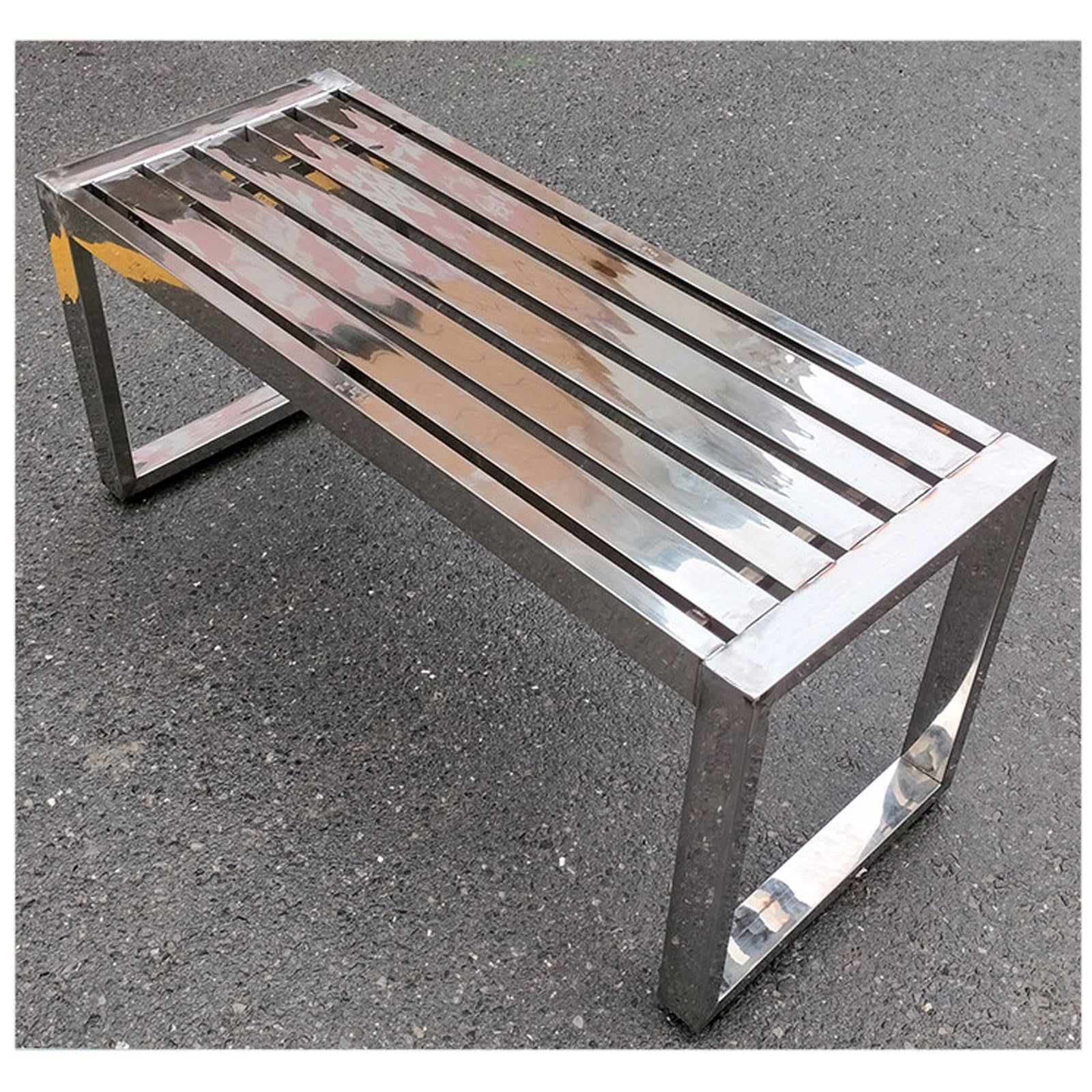 Banco Jardin Exterior Acero Inoxidable 201 Carga para Parque Terraza Porche Uso Comercial Listo para Usar sin Montaje Resistente al Agua(120x40x45cm/47x16x18in)