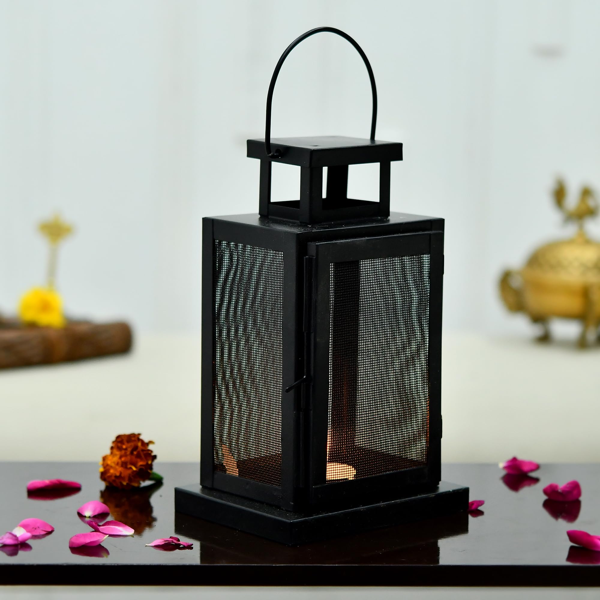 CraftVatika Metal Candle Holder Stand Hanging for Home Decoration, Wall Hanging Tealight Candle Holder Lantern for Bedroom Living Room, Home Decor Items, Housewarming Gift Wedding Diwali Gift (Type 8)-image-5
