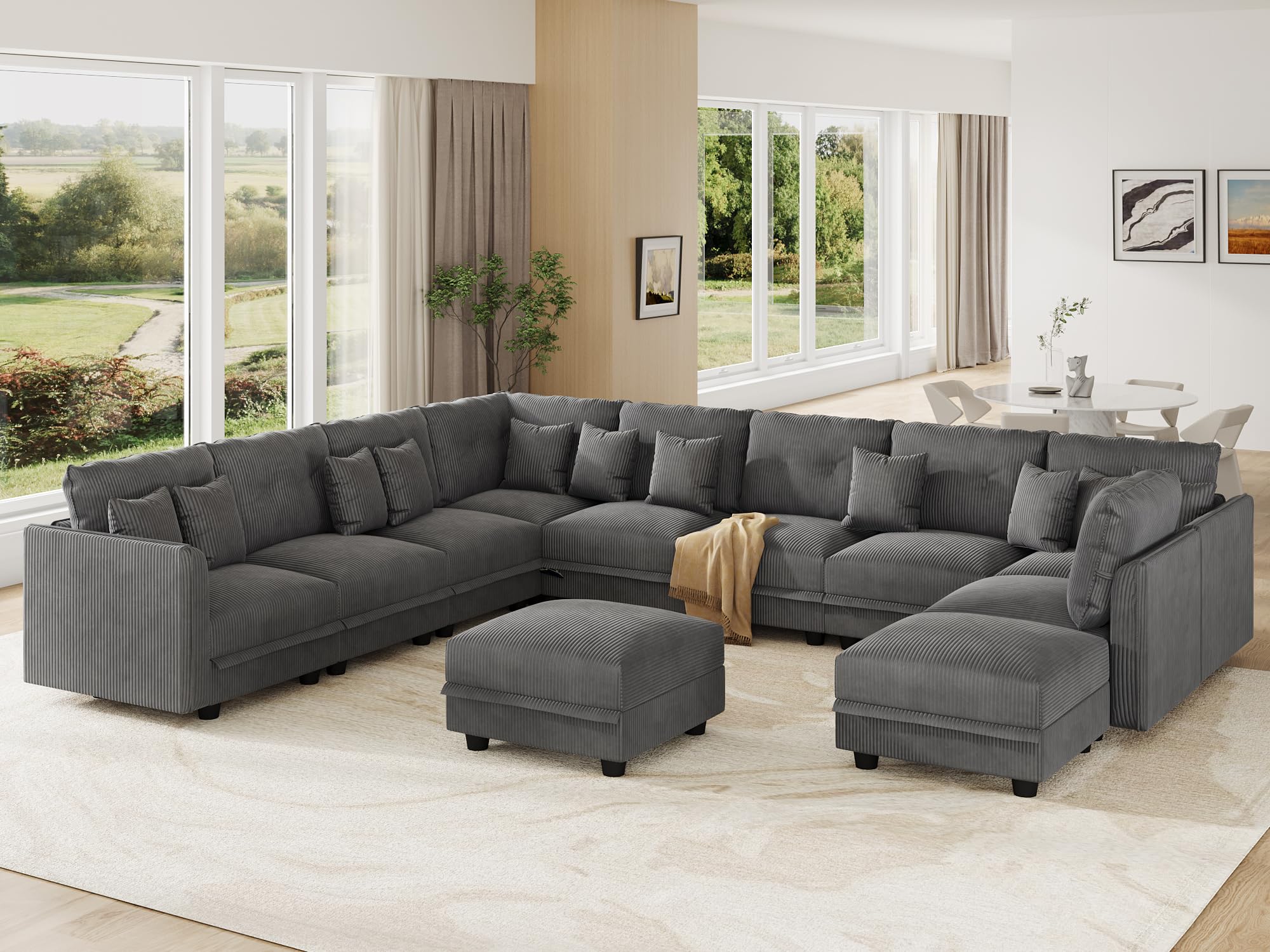 LLappuil 11-Seat Corduroy Sectional