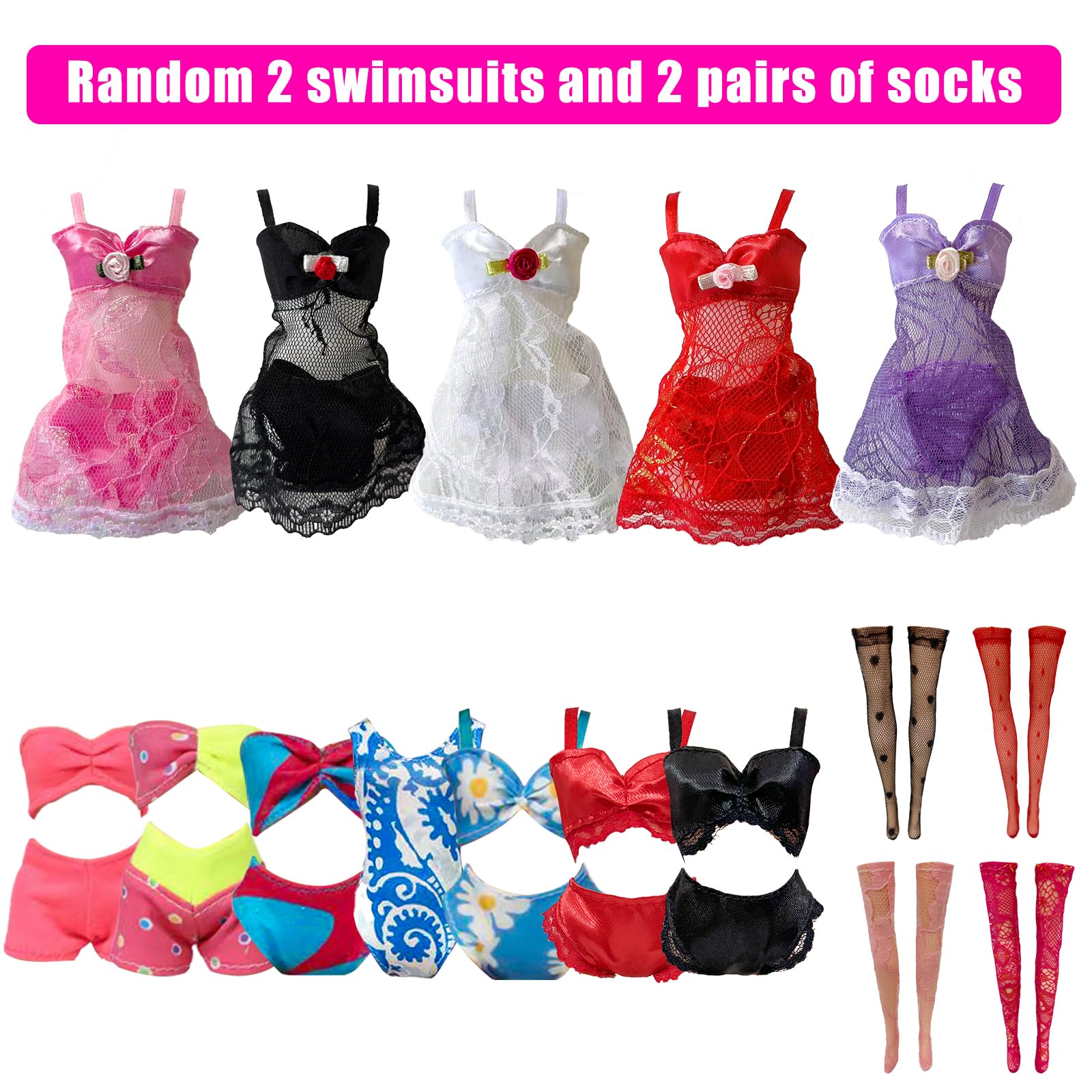 Miunana 93 Accesorios Para Muñecas De 30 Cm (11.5") – Vestidos, Zapatos Y Complementos Variados (Surtido Aleatorio)