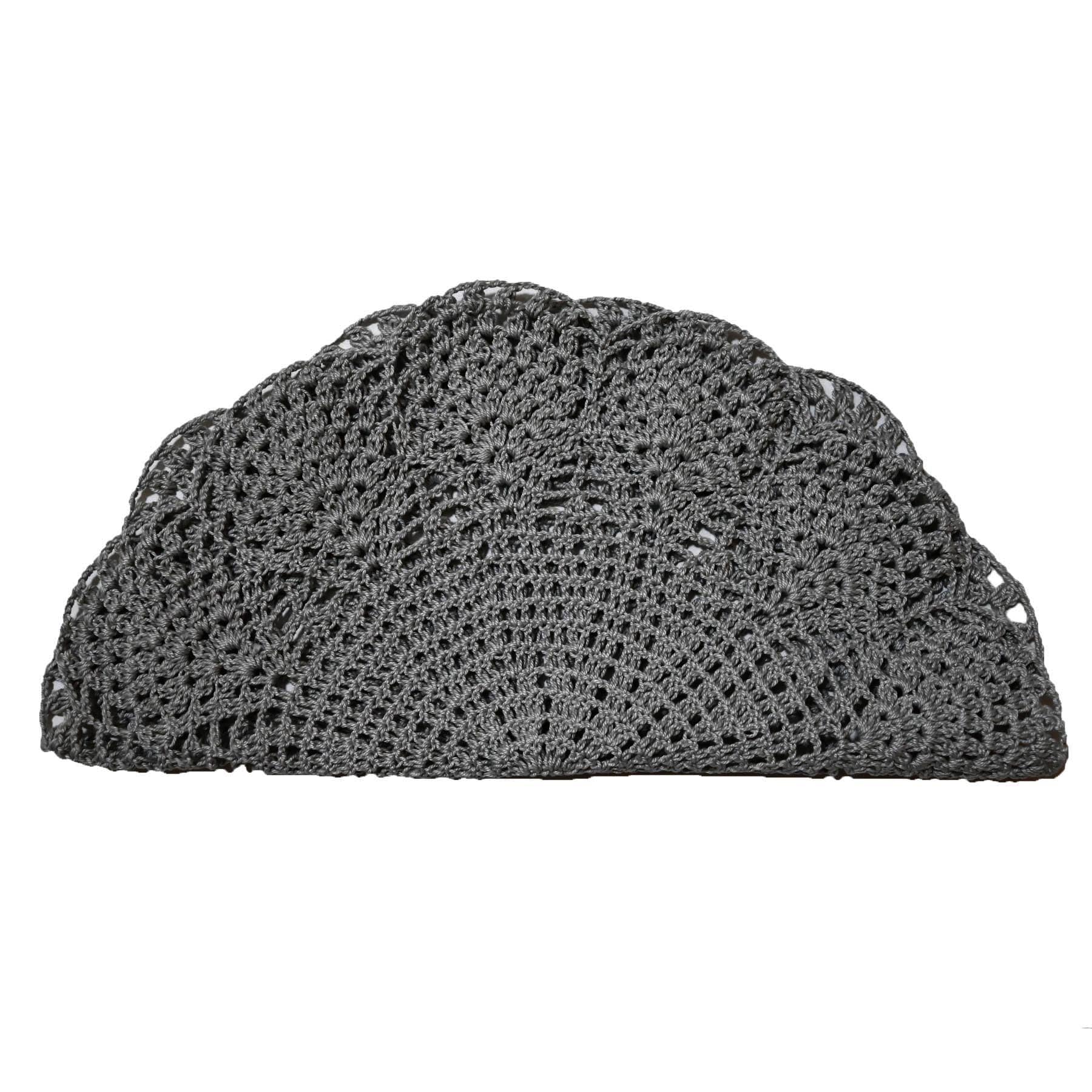 BOMHCS Pack of 1 PC 12 in, 14 in Round Flower Lace Doilies Coasters Kitchen Tableware Handmade Crochet Placemats (Deep Grey - Image 2
