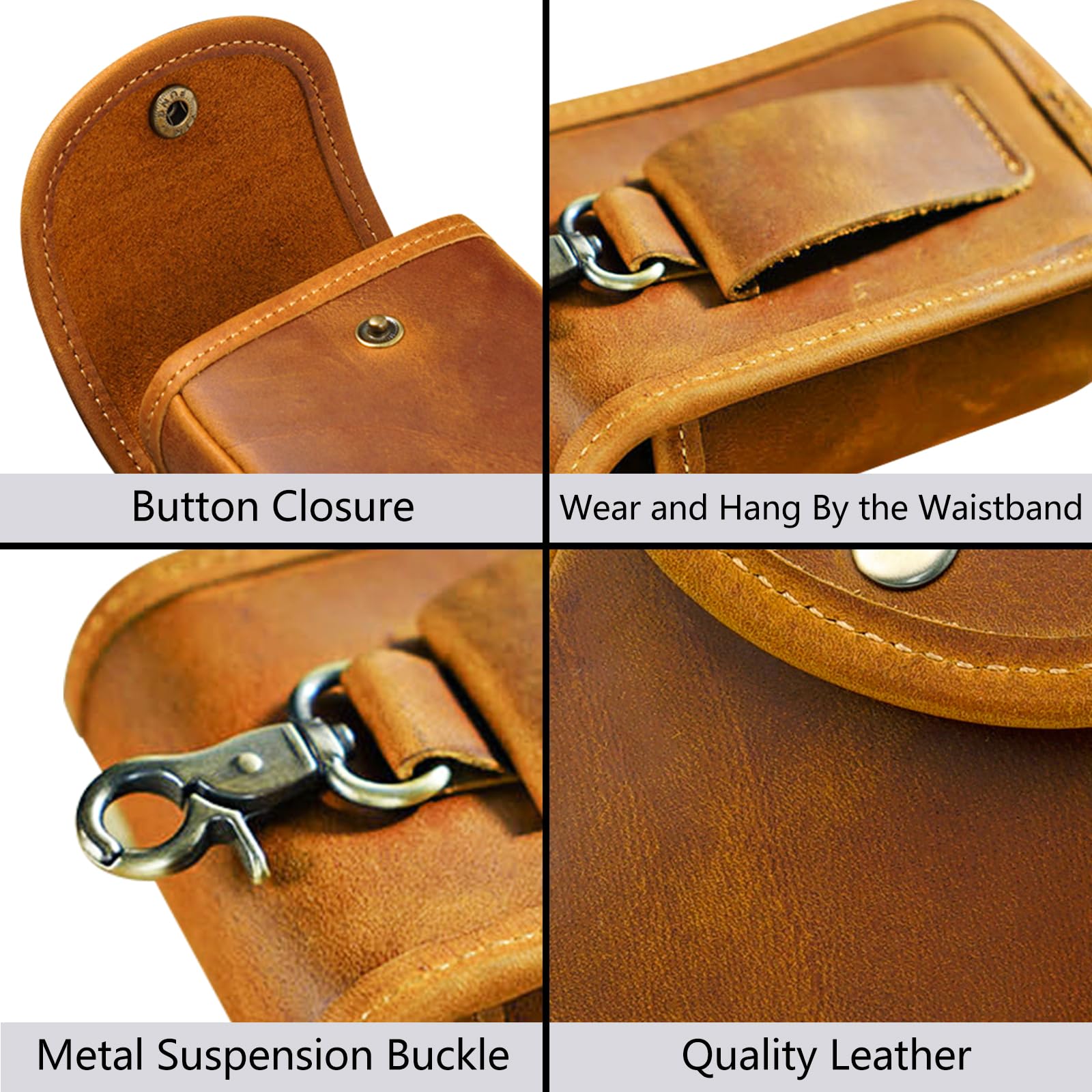 Gürteltasche aus Leder, 1 x kleine Gürteltasche für Herren, für Karten, Rechnungen, Münzen, Ladekabel