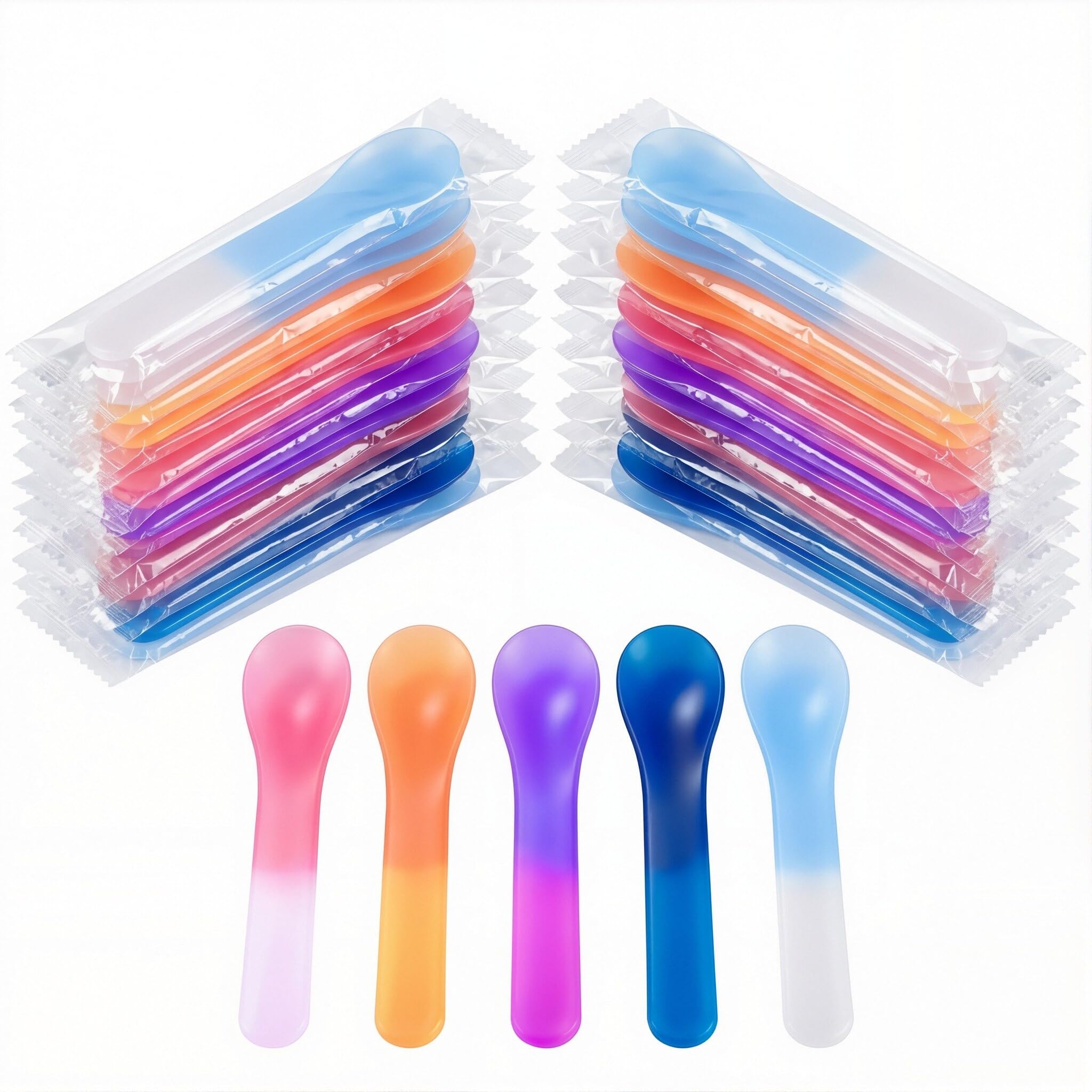 Photo 1 of 25 Pack Color Changing Ice Cream Spoons, 5.15 Inch Break-Resistant Plastic Spoons, Individually Wrapped Cold-Activated Temperature-Sensitive Utensils for Meal Prep & Home Dining - 5 Colors - BPA Free