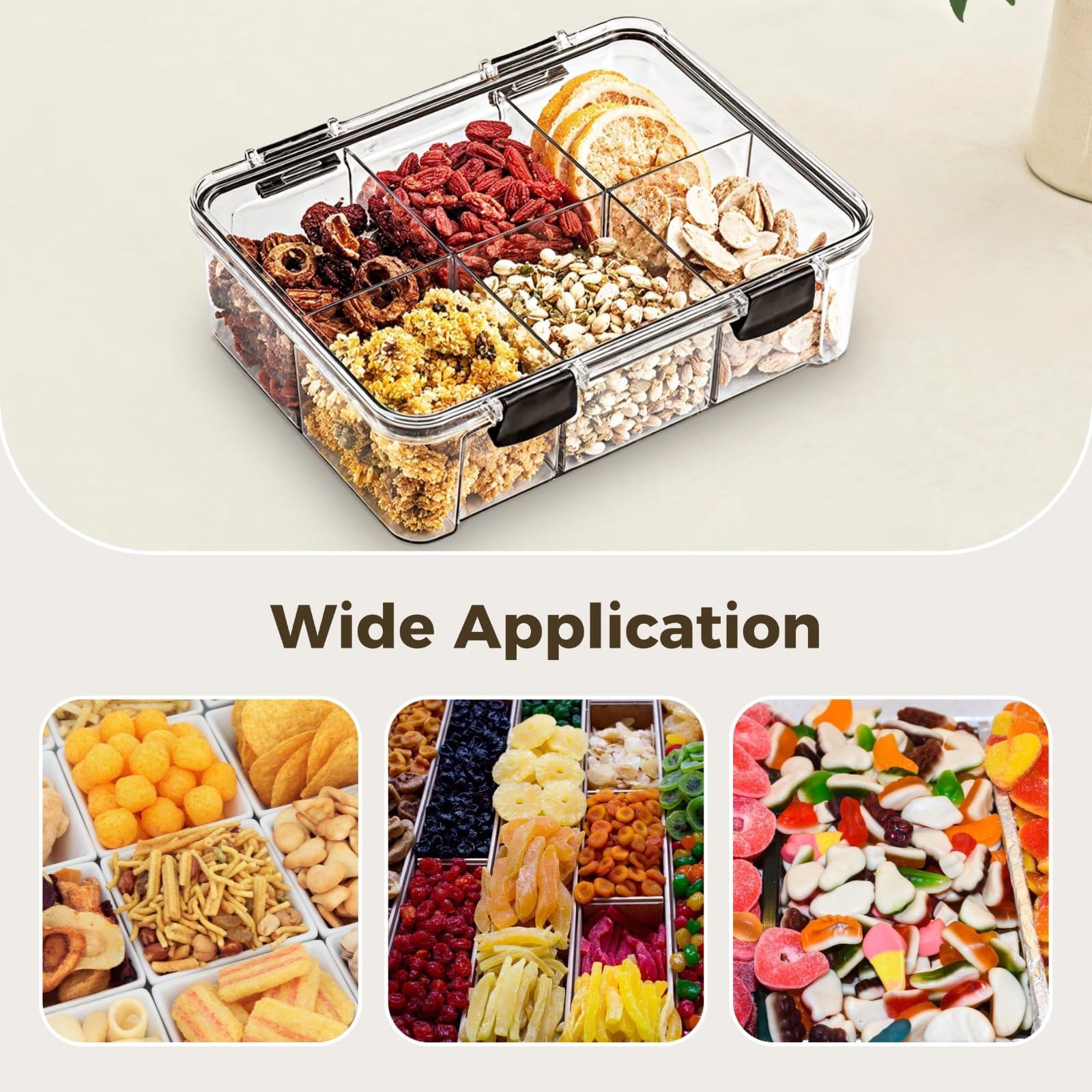 Lot de 2 boîtes à goûter, 6 compartiments faciles à ouvrir, réutilisables avec couvercles sécurisés