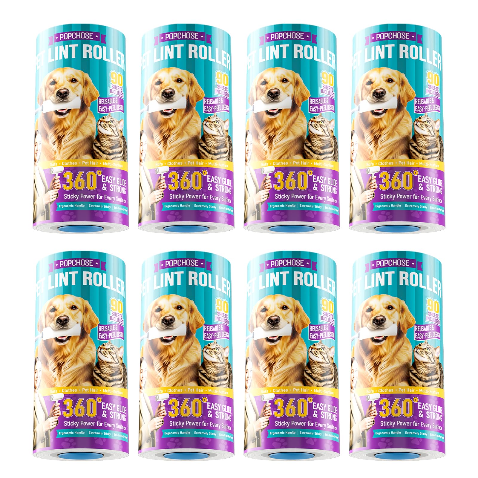 POPCHOSE Lint Roller for Pet Hair Extra Sticky, 720 Sheets