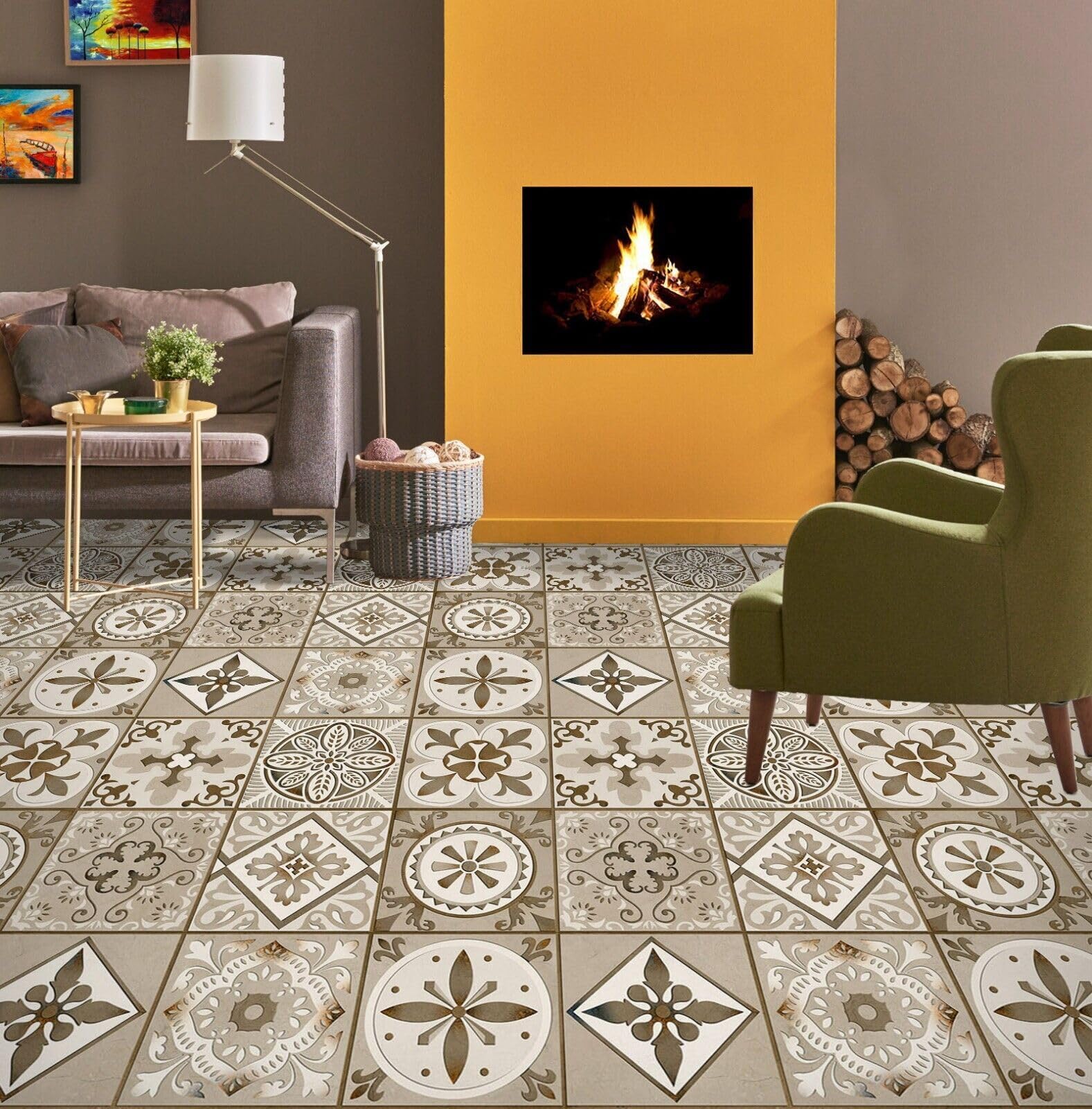 Cartel De Decoración De Piso Murales de papel pintado para suelo con patrón de azulejo 3D, 250 * 175 cm 3D Murales Pegatinas Cuarto de baño Vinilo autoadhesivo Papel tapiz