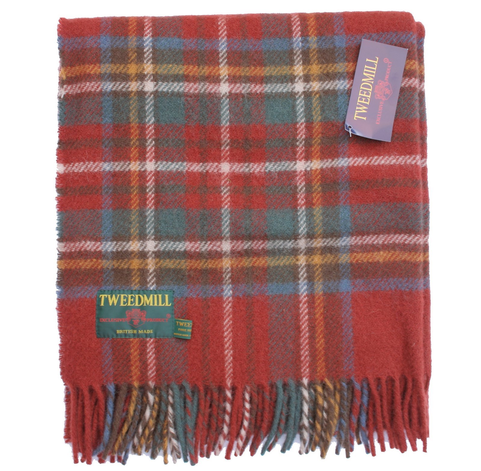 Tweedmill Blue Antique Royal Stewart Tartan Pure New Wool Knee Rug Throw - British Made