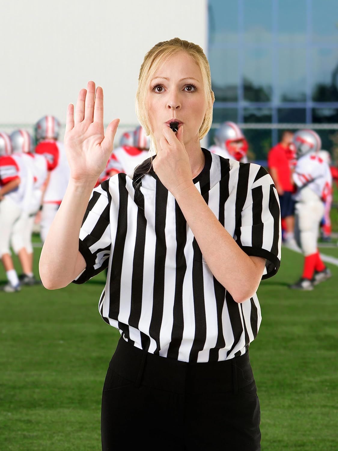 Referee Shirt Men Womens Soccer Ref Costume Jersey, V-Neck Striped Professional Official Sports Referee Shirt - Image 3