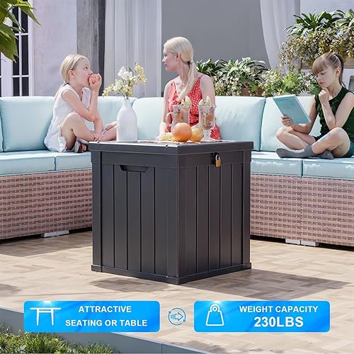 Miniatura 2 de Caja de cubierta de resina de 50 galones, almacenamiento al aire libre, impermeable, resistente a los rayos UV, organización con cerradura para