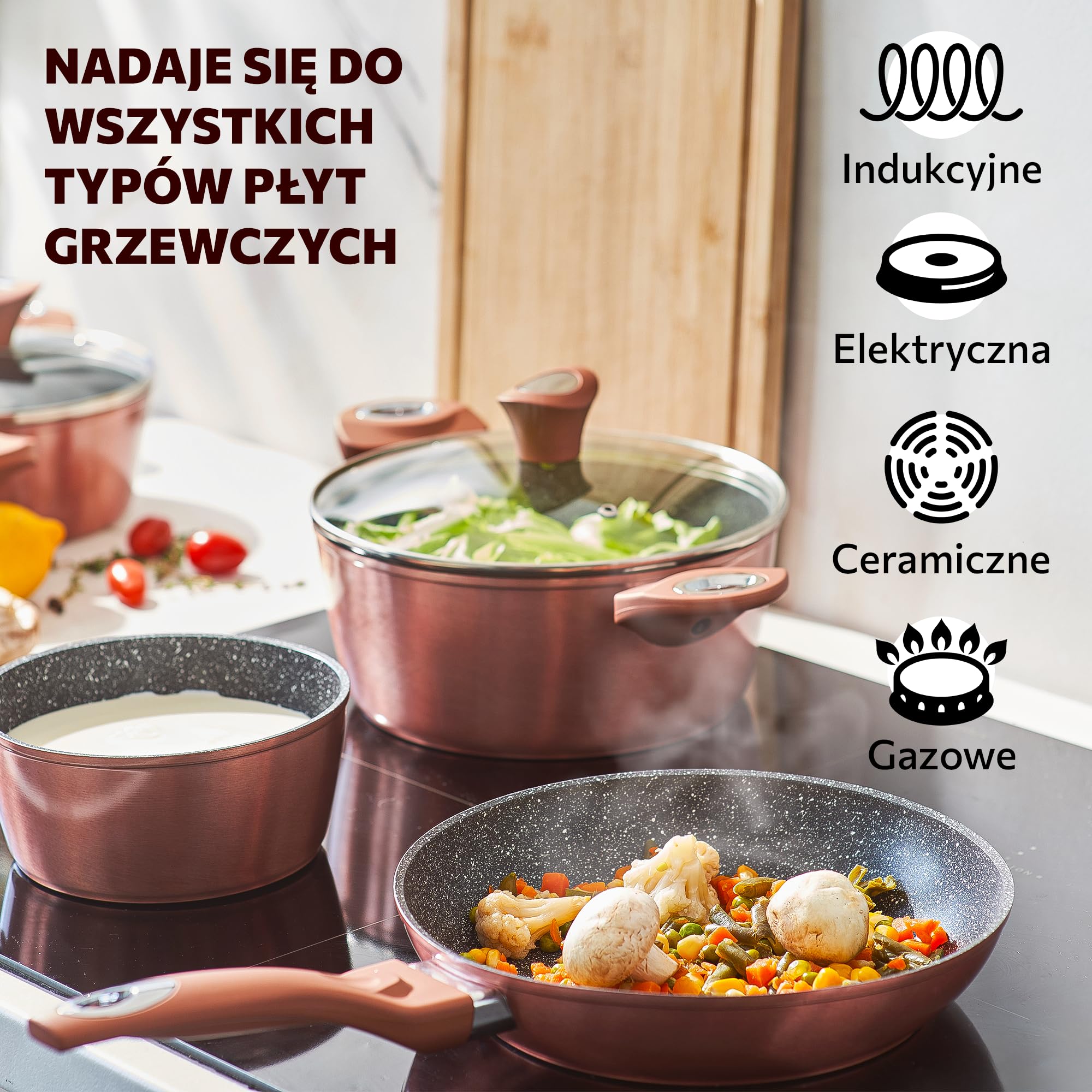 Zestaw Naczyń Indukcyjnych -15-częściowy Zestaw Garnków Indukcyjnych - Zestaw Garnków Z Powłoką - Zestaw Garnków i Patelni Zapobiegającą Przywieraniu - Zestaw Naczyń Do Gotowania
