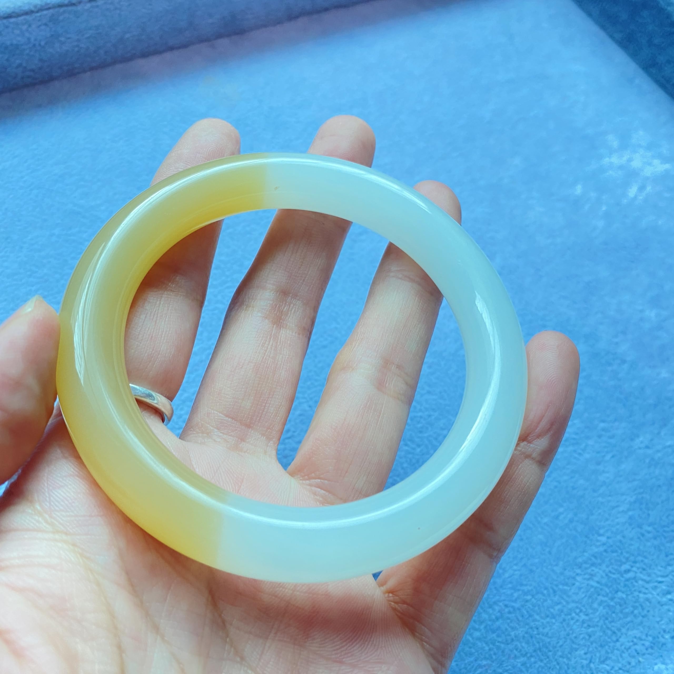 Bracciale di Bangle di Giada Stretta di per Donne ricchezza Cinese Buona Fortuna Bracciale Donna Vintage Vera Genuino Giallo Giada in Pietra Regalo di Compleanno del Compleanno (Giù di Natale a Bassa