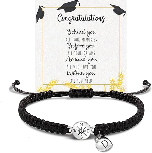 Graduation Gifts for Her 2025, 2025 Graduation Gifts High School College Graduation Gifts for Teen Girls 5th 8th Grade Masters Degree Grads Initial Bracelets for Women Letter A-Z Charm Bracelet Daughter Niece Granddaughter Girlfriend Jewelry
