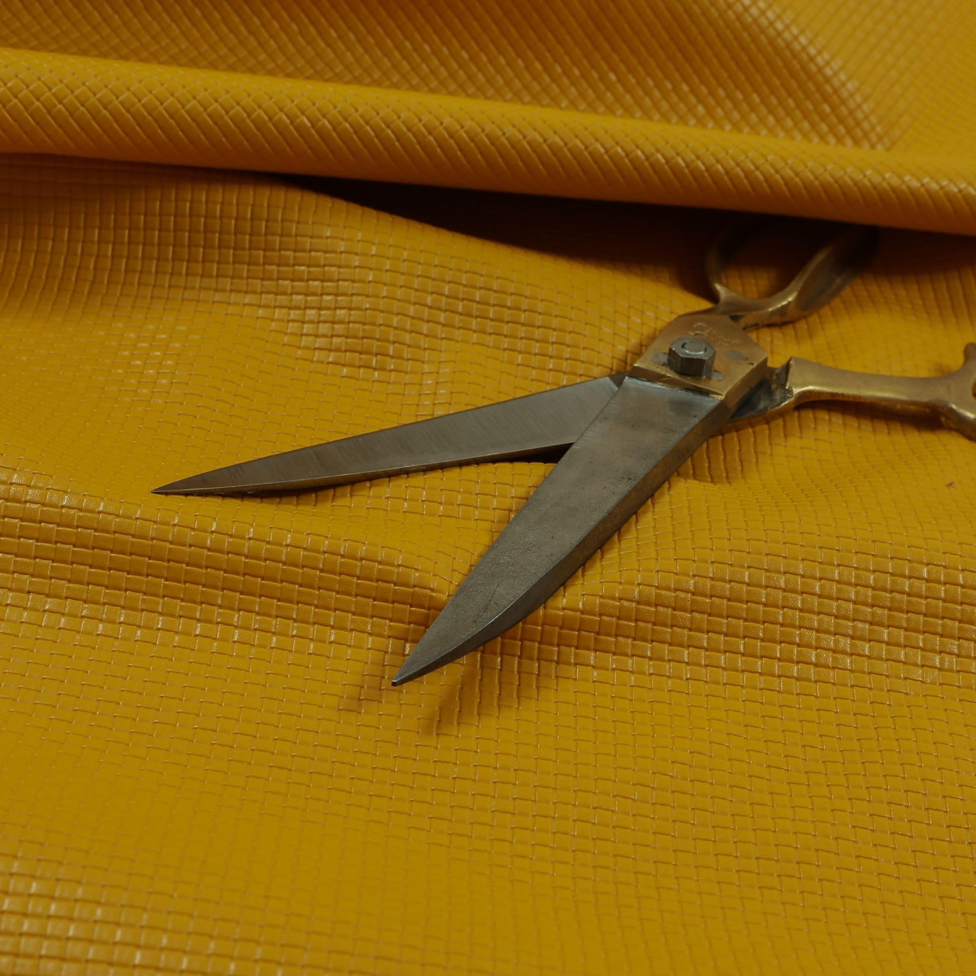 Redbrick Mill Fabrics Flame Retardant Mini Quilted Textured Plain Durable Leather in Yellow Vinyl Upholstery Fabric (Per Metre)