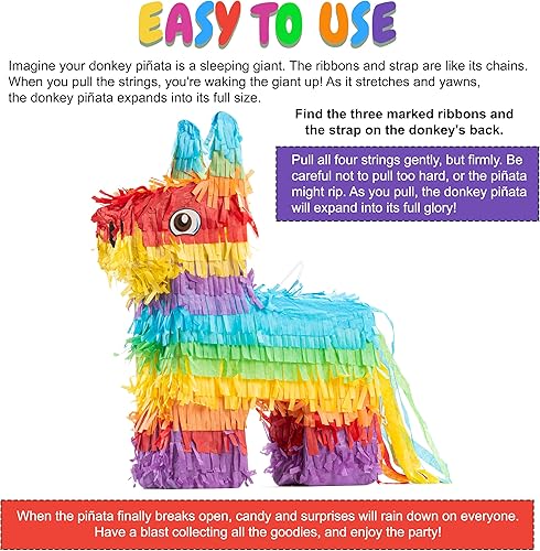 Miniatura 3 de Donkey Pinata Cinco de Mayo  Piñata mexicana, decoraciones coloridas para cumpleaños, graduaciones, Pascua, fiestas y recuerdos de fiesta