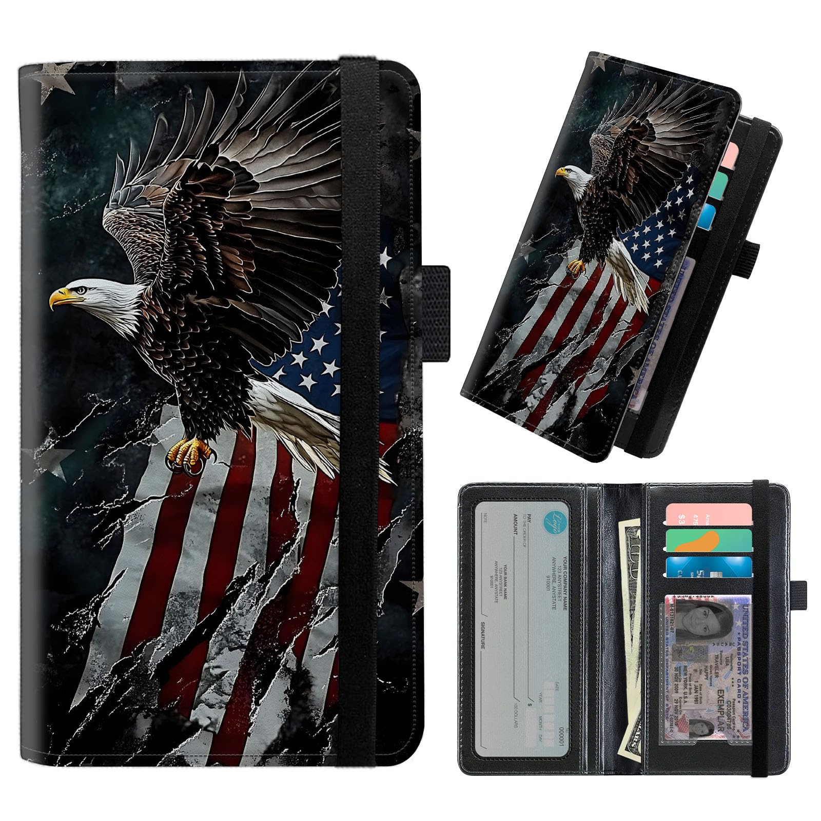 FXIANGWL Checkbook Cover for Duplicate Checks, RFID Blocking PU Leather Checkbook Holder for Women Men, Slim Check book Covers with Pen Slot and