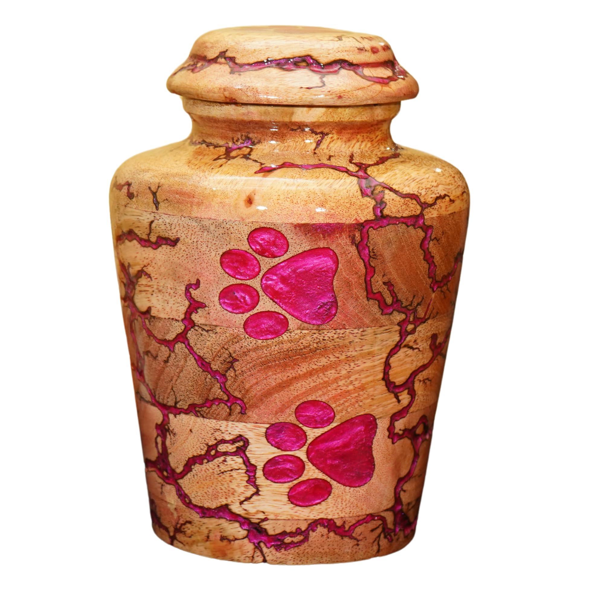 Wooden Urn for Pet Ashes Urn for Dog urn for cat Cremation Pets Memory Box Handcrafted urns Box Multi Color.. (Pink, Medium 110 LBS)