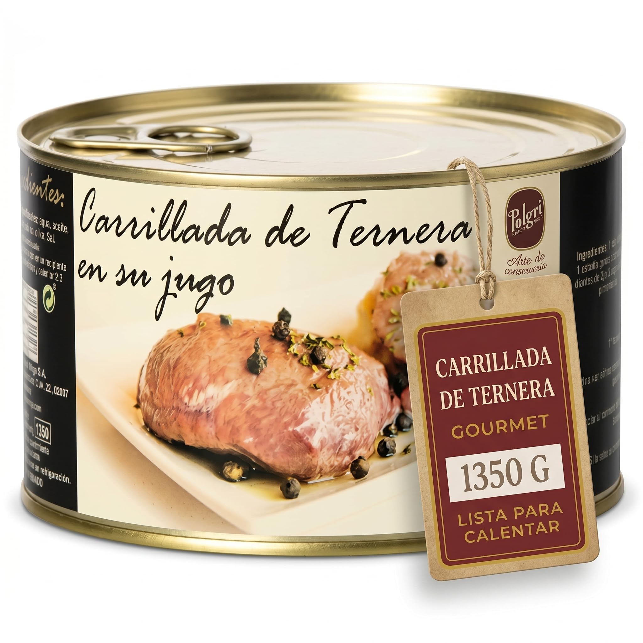 POLGRI Carrillada de Ternera Estofada en su Jugo 1350 g Conserva Carnica Receta Manchega Artesana desde 1967 Sin Conservantes Colorantes 70% Carne Lista para Calentar Plato Preparado Gourmet Español