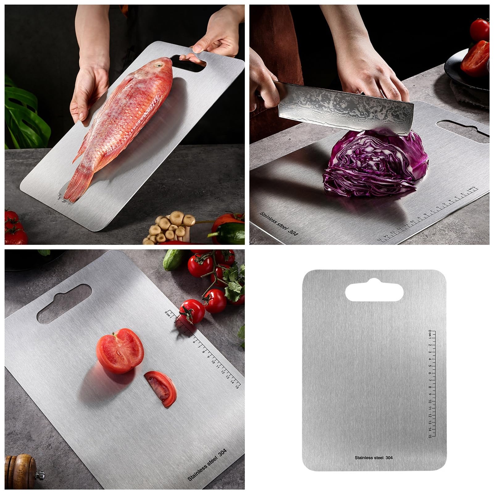 Placas de picar de acero inoxidable resistentes multiusos para cocineros domésticos y profesionales de la cocina