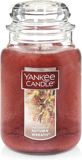 Yankee Candle Autumn Wreath Scented, Classic 22oz Large Jar Single Wick Candle, Over 110 Hours of Burn Time