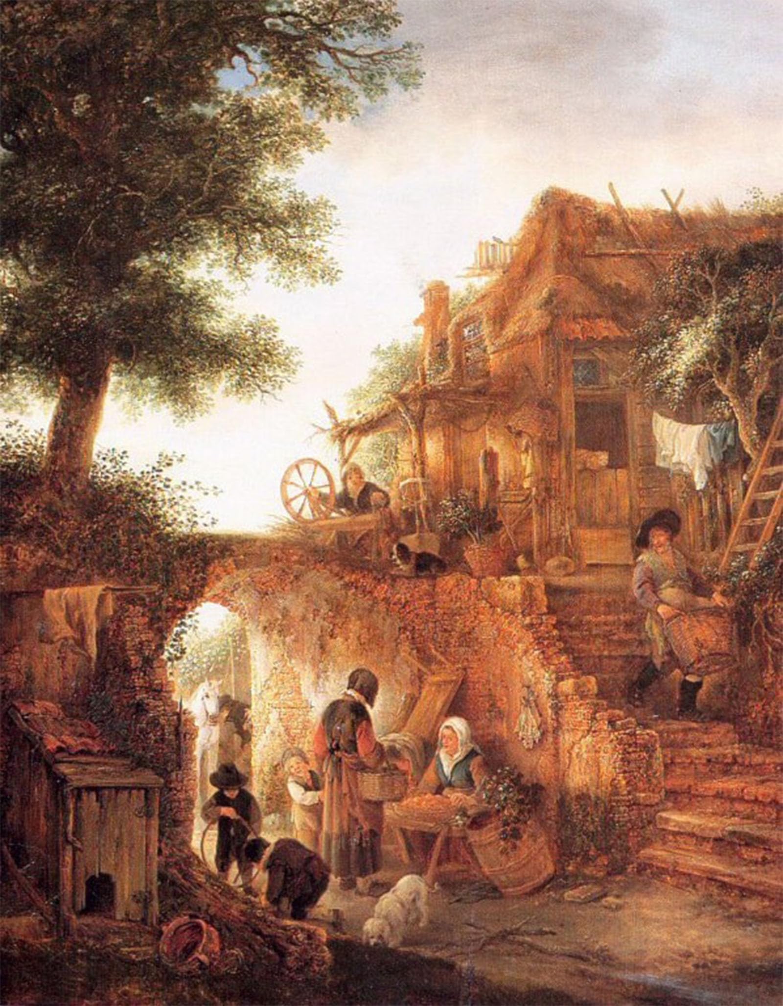 SERENDIPITP Retro Picture Poster Wall Art Pictures Painting Woman by a Cottage Isack Van Ostade Wall Art Canvas Print for Wall Decor 60x90cm