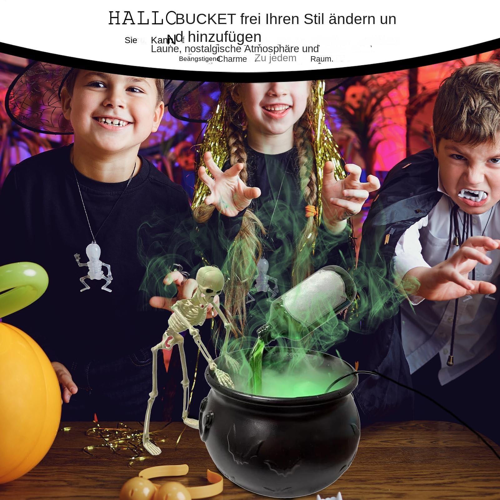 Caldero de brujas para interiores de Halloween, flotante