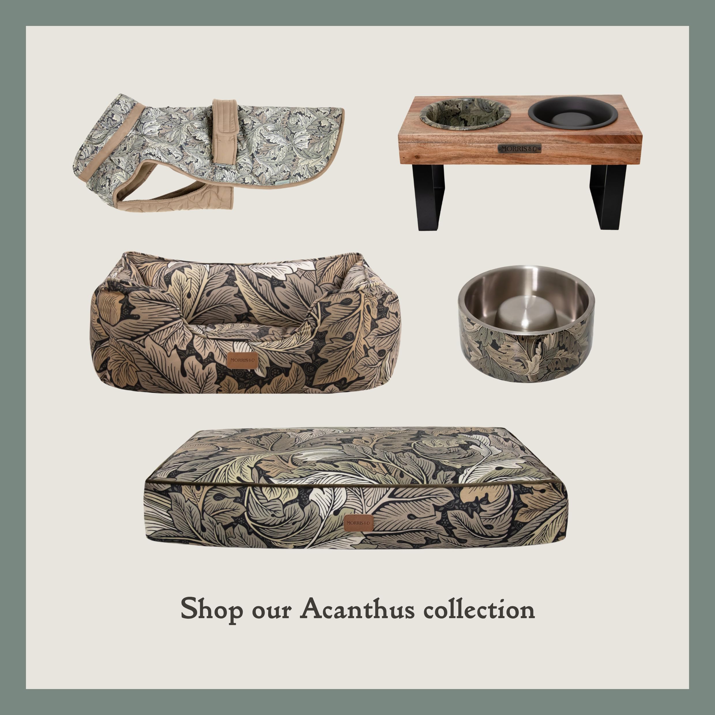 Rosewood x Morris & Co. Acanthus - Abrigo Acolchado para Perro, Talla L, Chaqueta de Invierno Acolchada cálida de Lujo para Perros, Ajuste Ajustable, Estampado Elegante, Abrigo cómodo para Perros