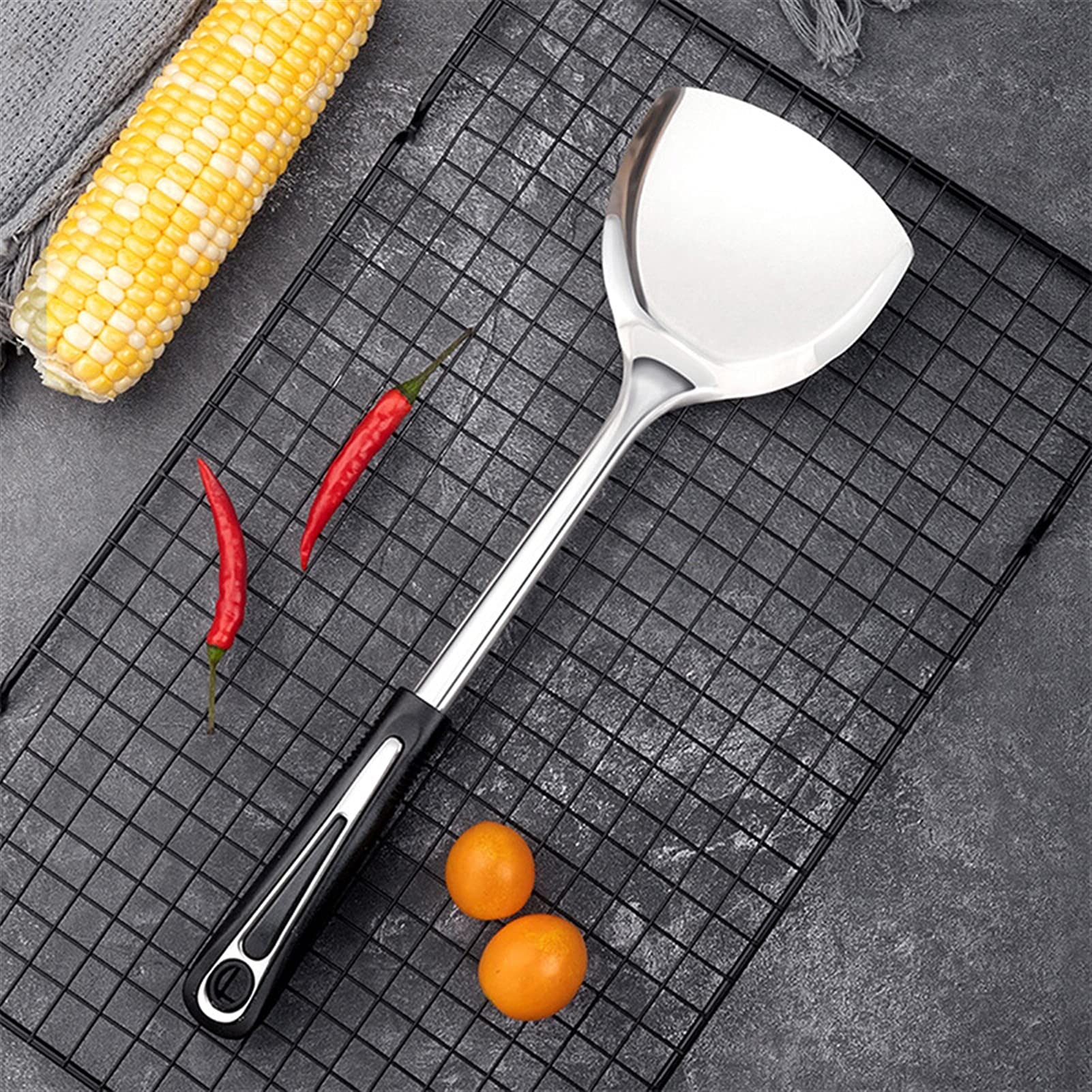 Espátula Espátula for Wok de 1 Pieza - Espátula for Wok de Acero Inoxidable con Mango ergonómico de fácil Agarre - Herramientas for Wok for cocinar freír Espátula for cocinar