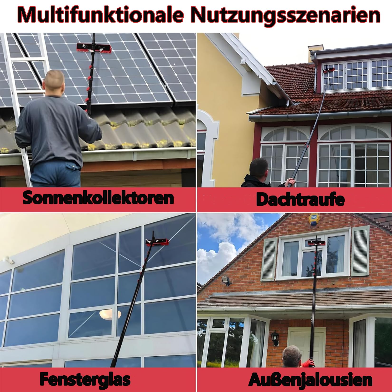 Teleskopstange Fensterreinigung Set, 3.6m/5.4m/6m/7.2m9.2m /10.8m