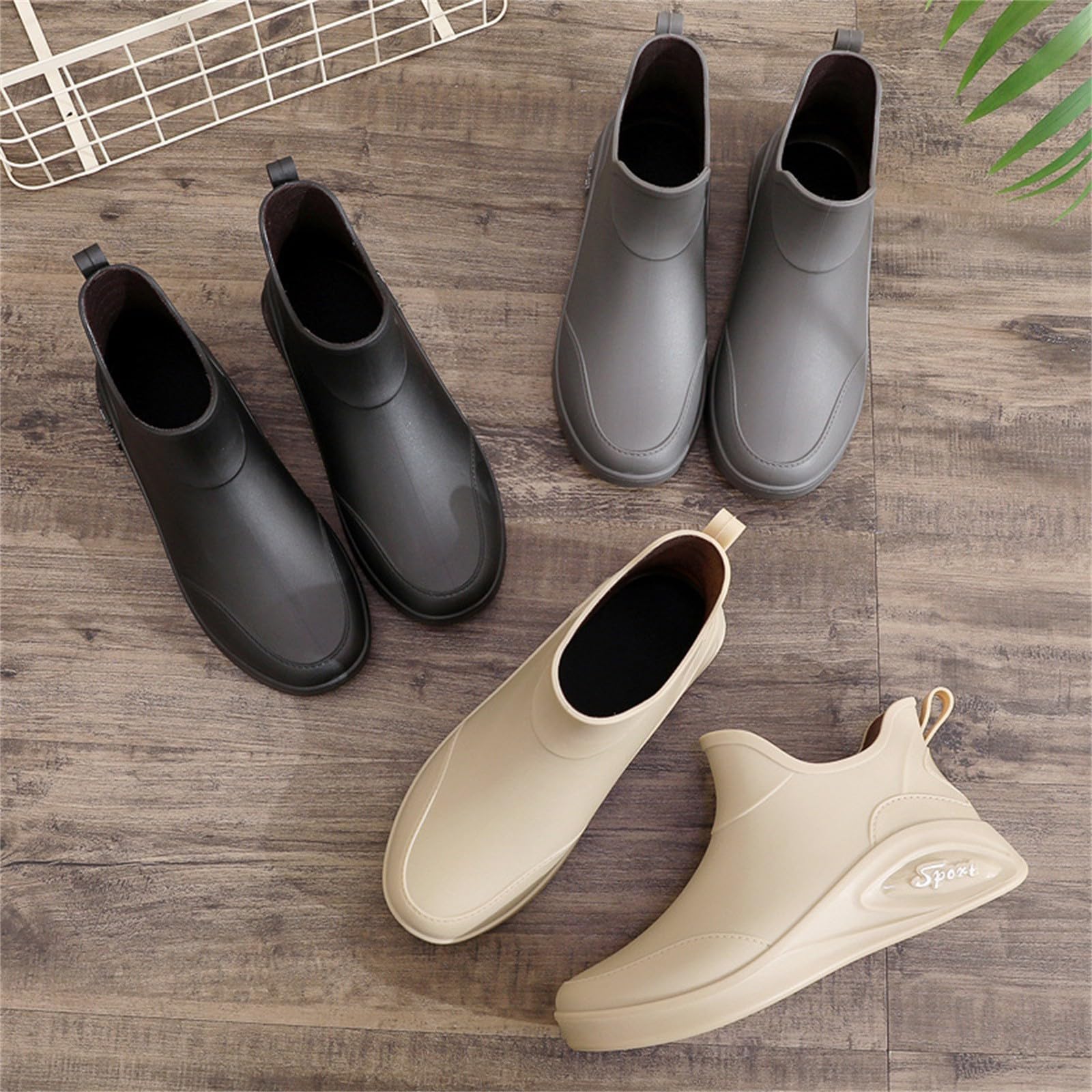 Botas de lluvia para hombre, botas de lluvia antideslizantes, zapatos de jardín, botas de lluvia, botas de goma, botas de goma cortas, botas de tobillo, impermeables, botines de goma para exteriores