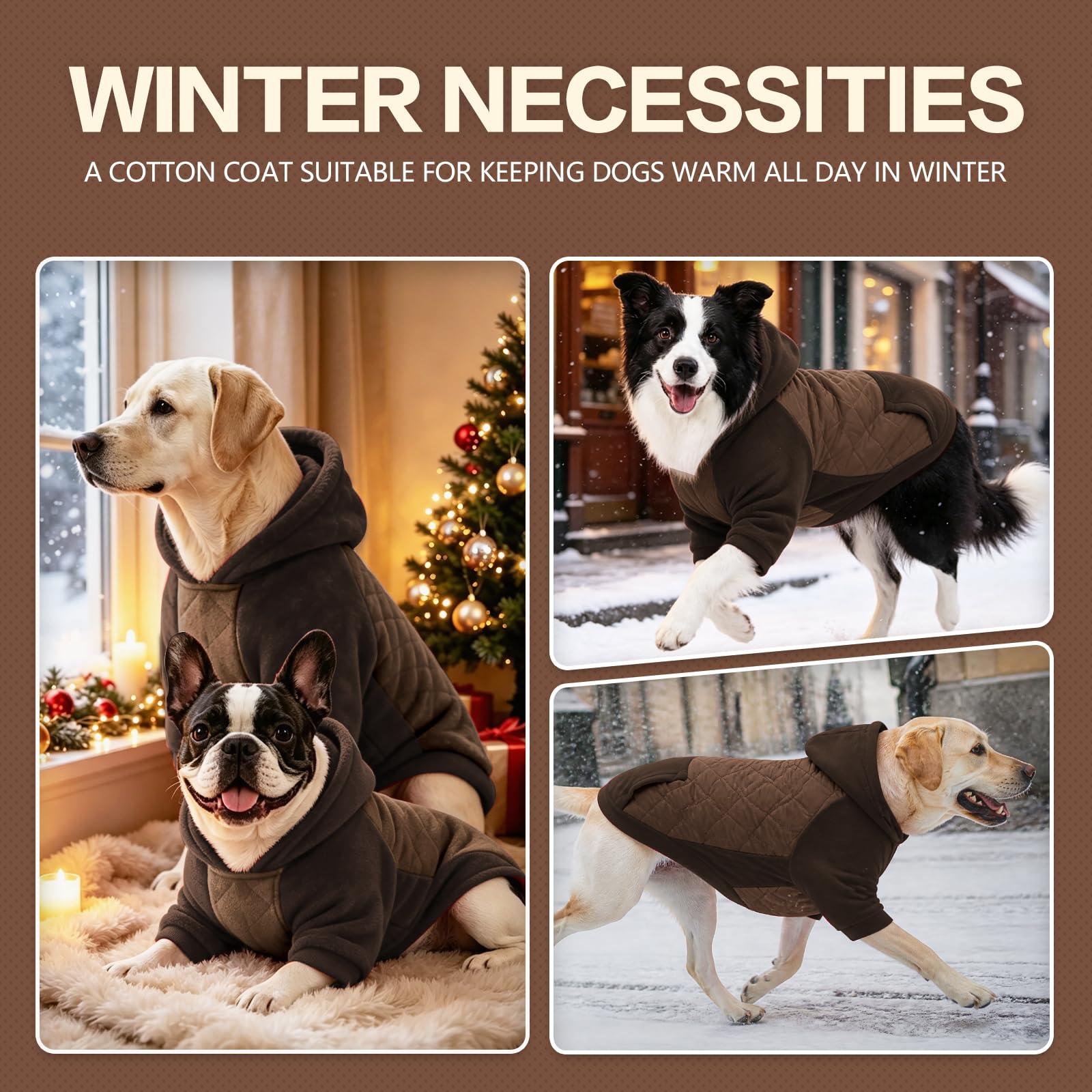 Cappottino imbottito con cappuccio per cani, invernale, a 2 gambe