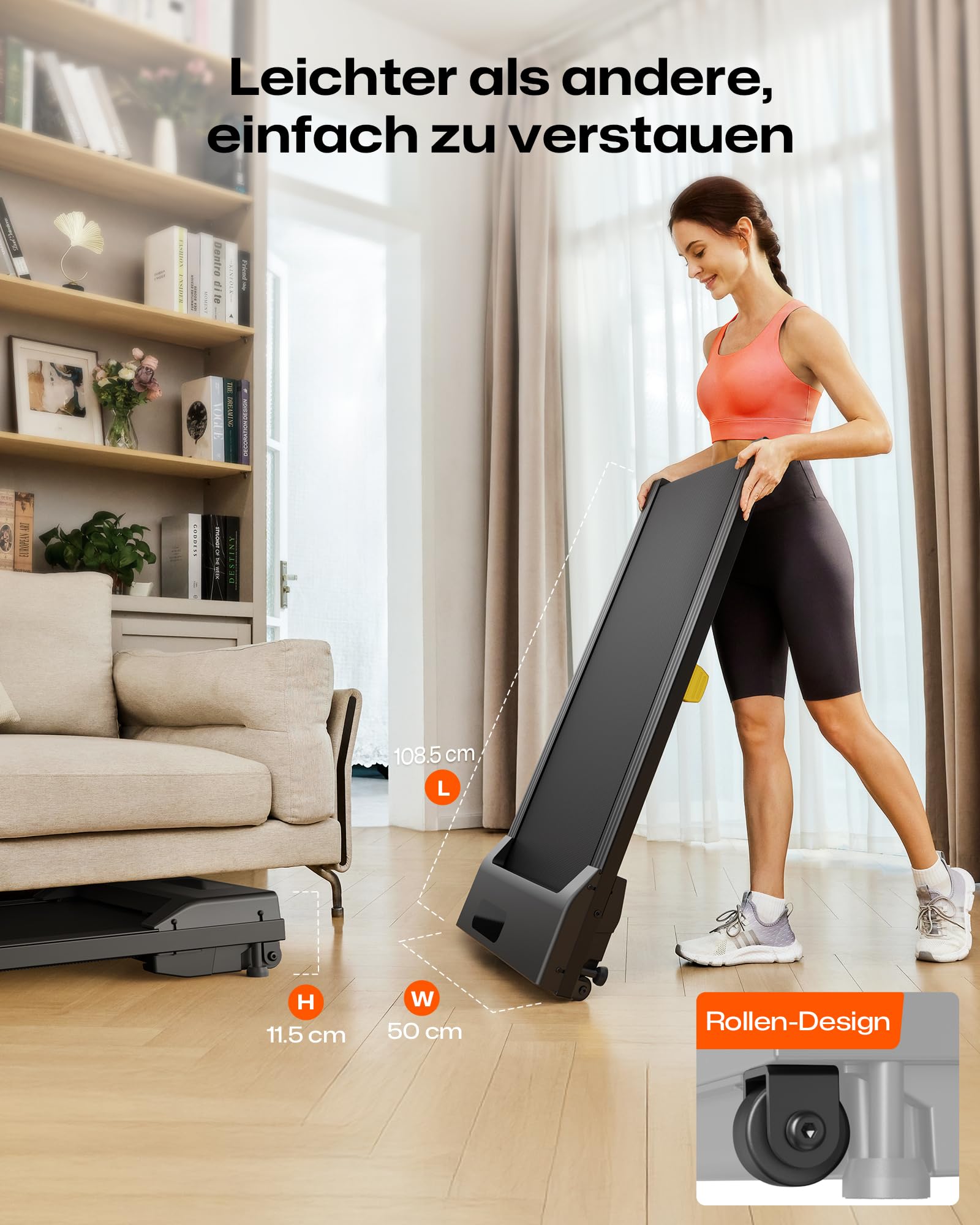 UREVO Walking Pad mit 9% Steigung, leises Laufband Schreibtisch mit Sechs-Punkt-Stoßdämpfung, ‎2,5 Pferdestärken Laufband für Zuhause/Büro, Fernbedienung, Keine Montage Erforderlich