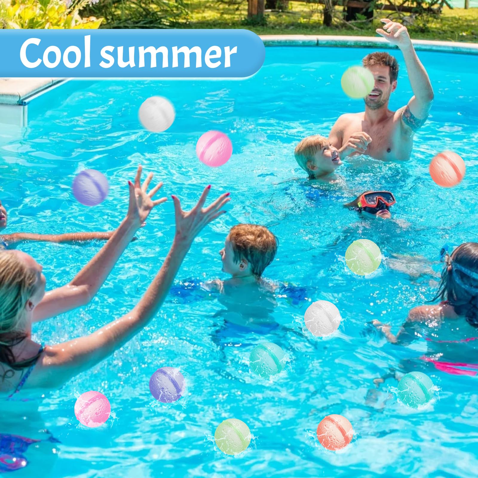 12 Pcs Bombes à Eau, Bombe a Eau, Bombe a Eau RéUtilisable, Jeux de Plage, Ballon Bombe à Eau, Bombe à Eau, Jeu d'eau Enfant, Jeux d'eau pour Pataugeoire, Piscine, Jouet de
