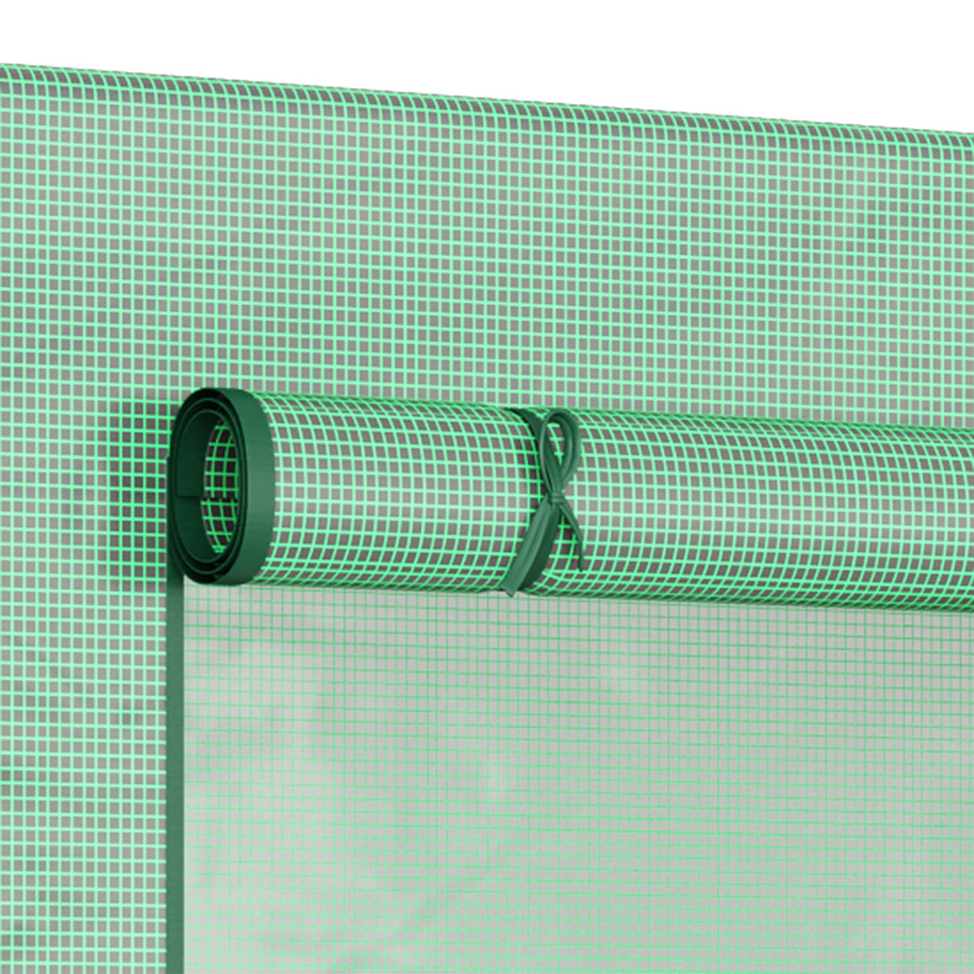 Outsunny Szklarnia, 200 x 76 x 168 cm, szklarnia foliowa z drzwiami zwijanymi, szklarnia na pomidory z oknem bocznym, folia siatkowa PE, odporna na warunki zimowe do ogrodu, na balkon, zielona