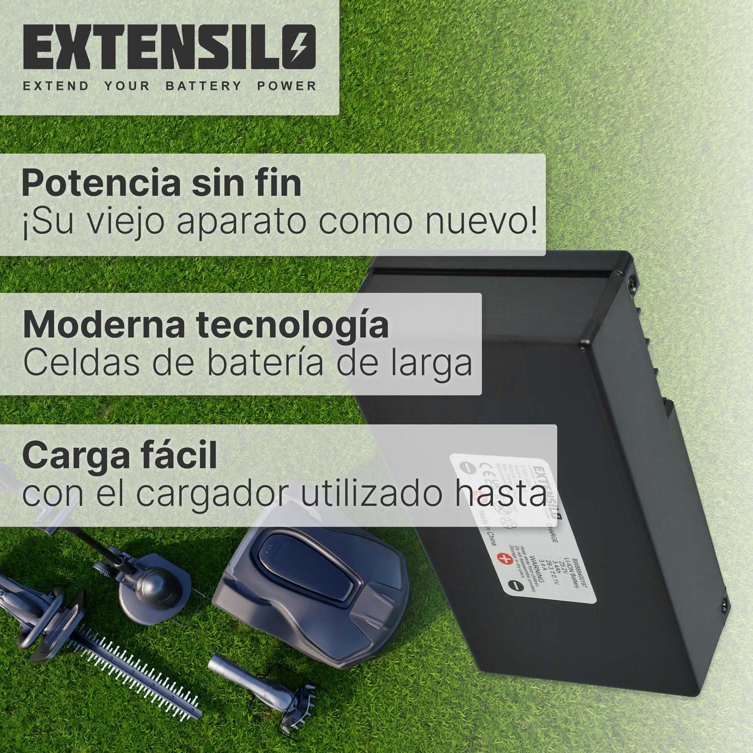 Batería Recargable Compatible con Stiga Autoclip 230 | 230S, M3, M5, M7 robot cortacésped (3400 mAh, 25,2 V, Li-Ion)