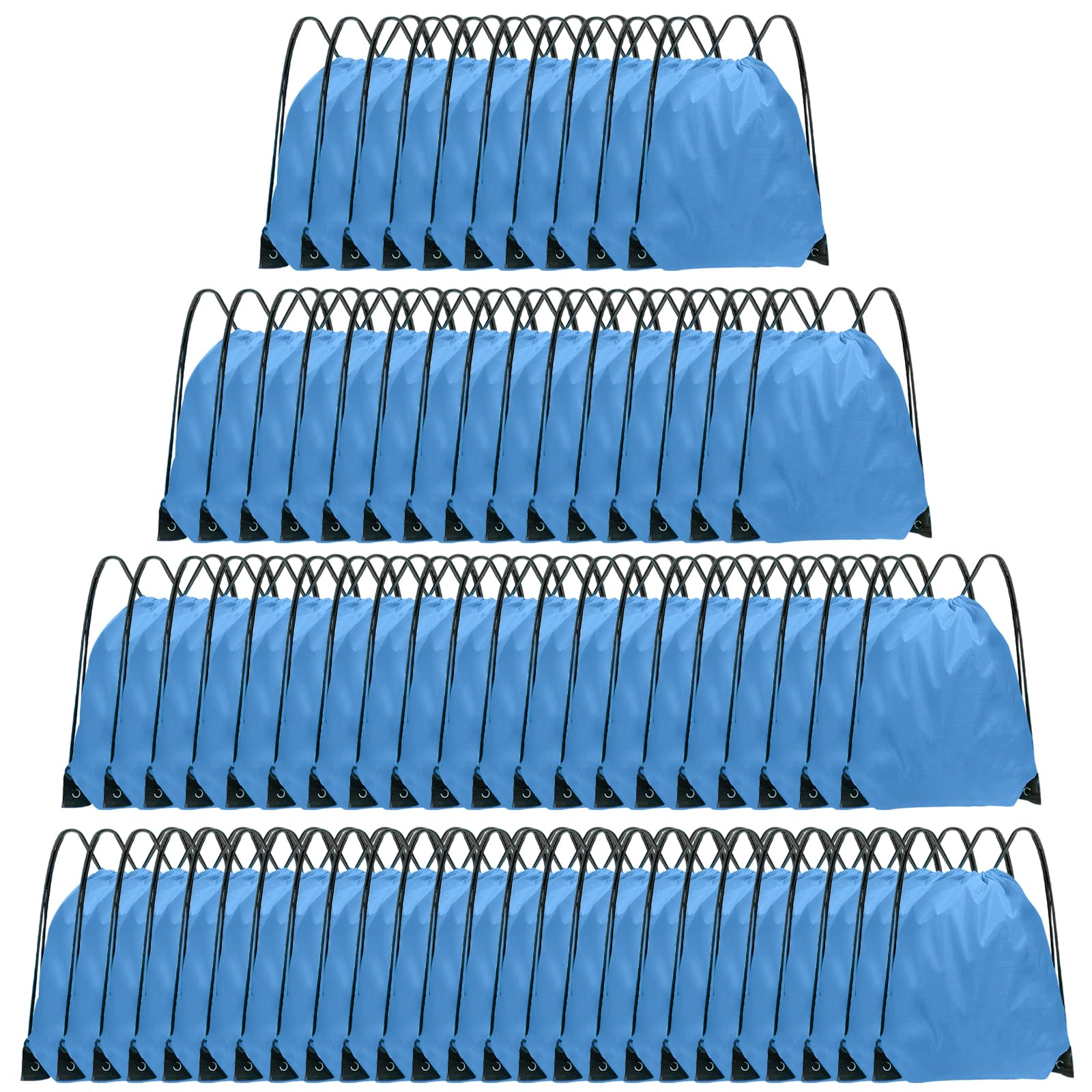 Grneric Drawstring Backpack Bulk 70Pcs String Backpack Drawstring Bags Cinch Bag Sackpack for Men Women Gym(Sky Blue)