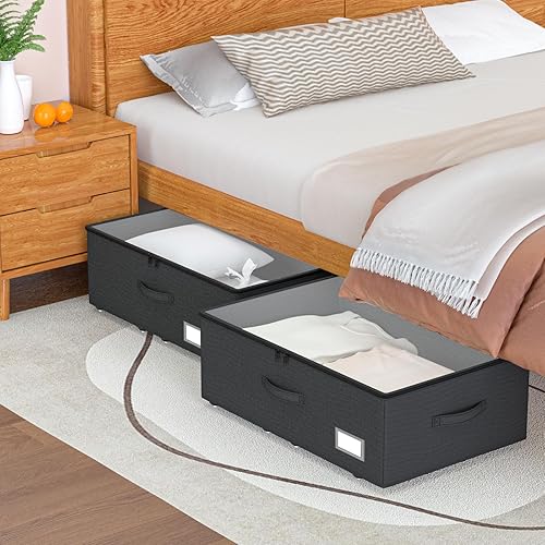 Miniatura 5 de Contenedores de Almacenamiento Debajo de la Cama con Ruedas, Sin Necesidad de Montaje 25.4 cm de Altura Gran Capacidad Contenedores Rodantes de