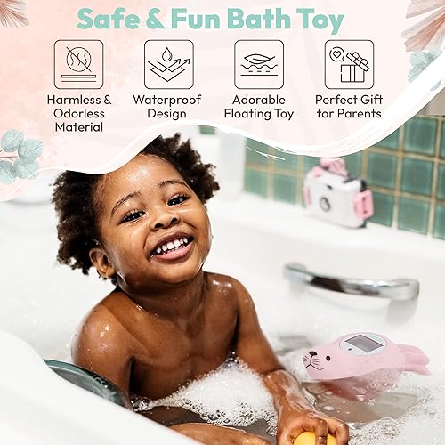 Miniatura 5 de Termómetro de baño para bebés, juguetes de baño para bebés, diseño de sello adorable, termómetro seguro para bebés  Productos esenciales para recién