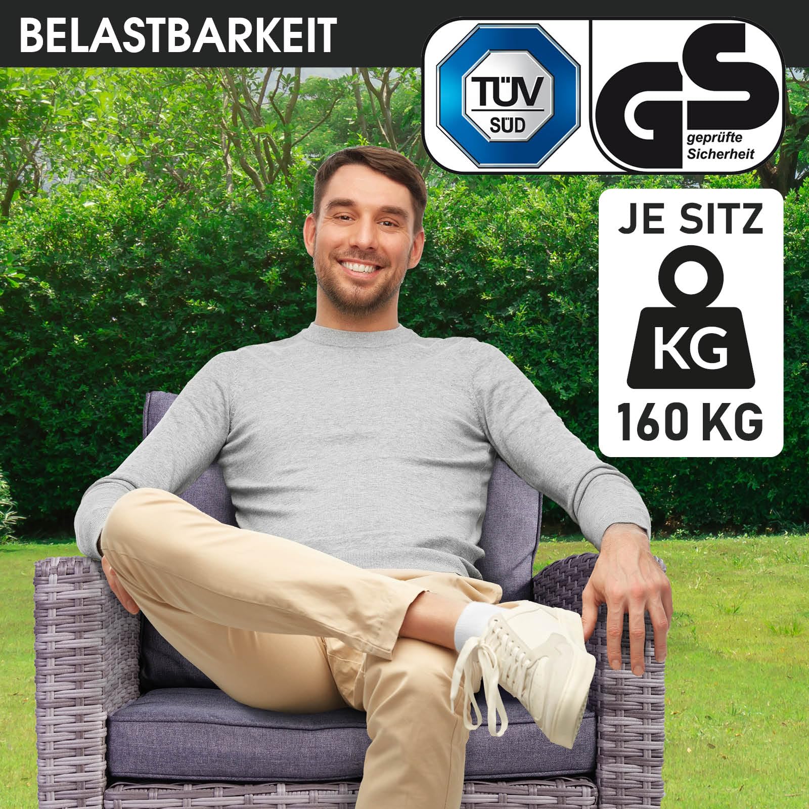 BRAST Gartenmöbel Set Hacienda | bis zu 10 Personen viele Farben | inkl. Kissen & Abdeckung | TÜV geprüft | Outdoor Loungemöbel Sitzgruppe Essgruppe Garnitur | Grau/Anthrazit
