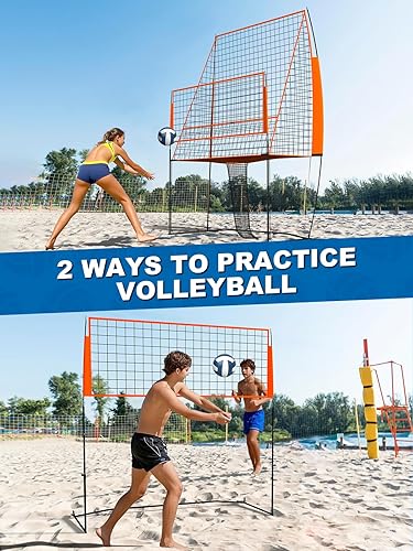 Miniatura 4 de Equipo portátil de entrenamiento de voleibol, red de práctica de voleibol con bolsa de transporte, altura ajustable para patio trasero, interior y