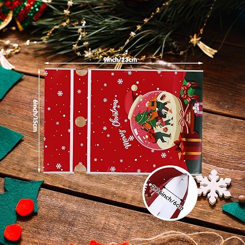 Miniatura 2 de Paterr 108 bolsas de dulces de Navidad a granel, bolsas de regalo de Navidad con cordón de regalo, bolsas de plástico para regalo de Navidad, bolsas