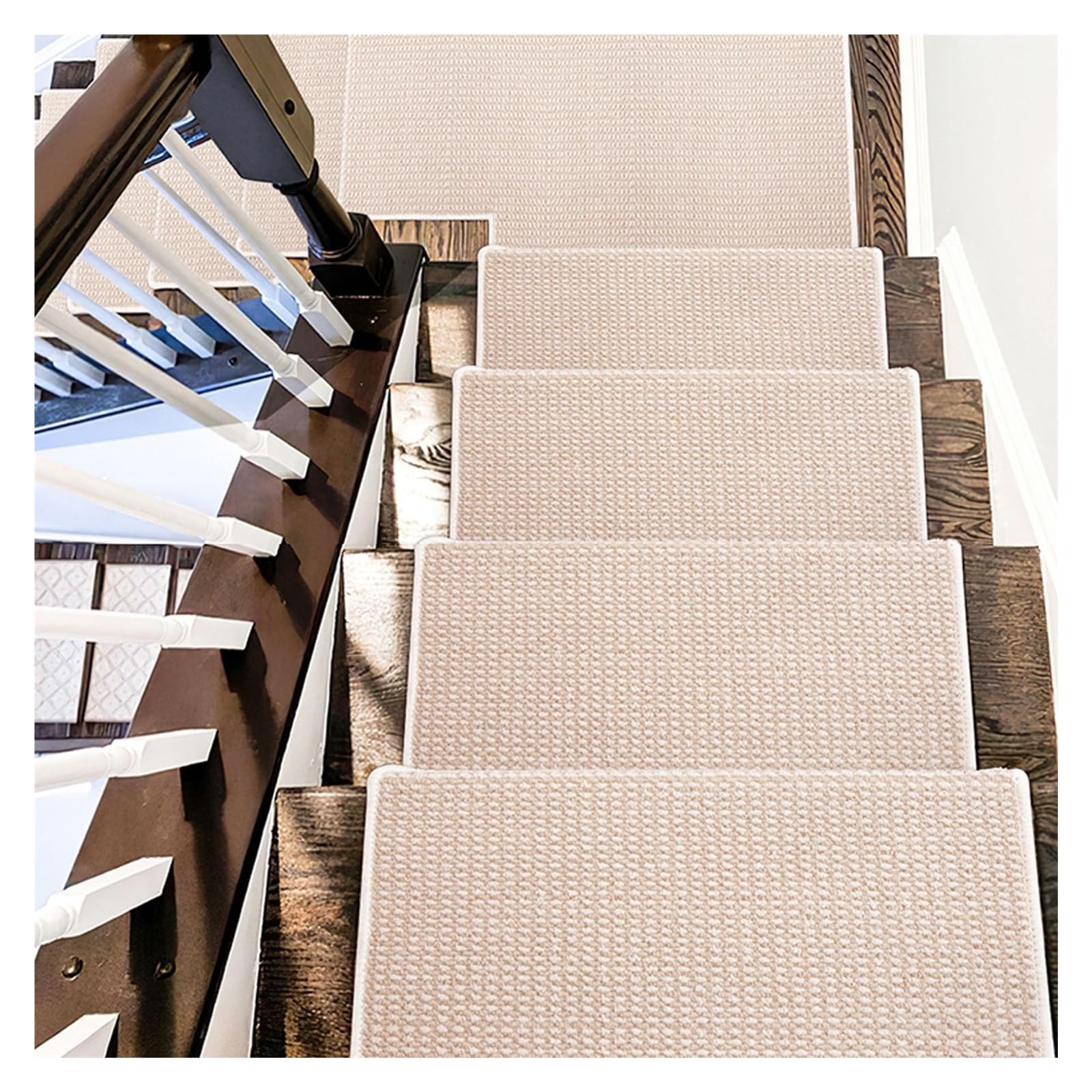 Tappeto antiscivolo per scale con copertura in legno, protezione di sicurezza per gradini, antiscivolo, per casa, facile da installare, design elegante
