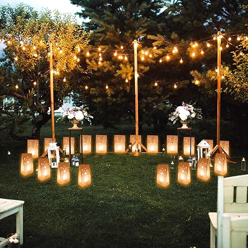 Miniatura 5 de 70 bolsas luminarias blancas recortadas para fuegos artificiales, resistentes al fuegos artificiales, bolsas de velas de Halloween, bolsas de papel